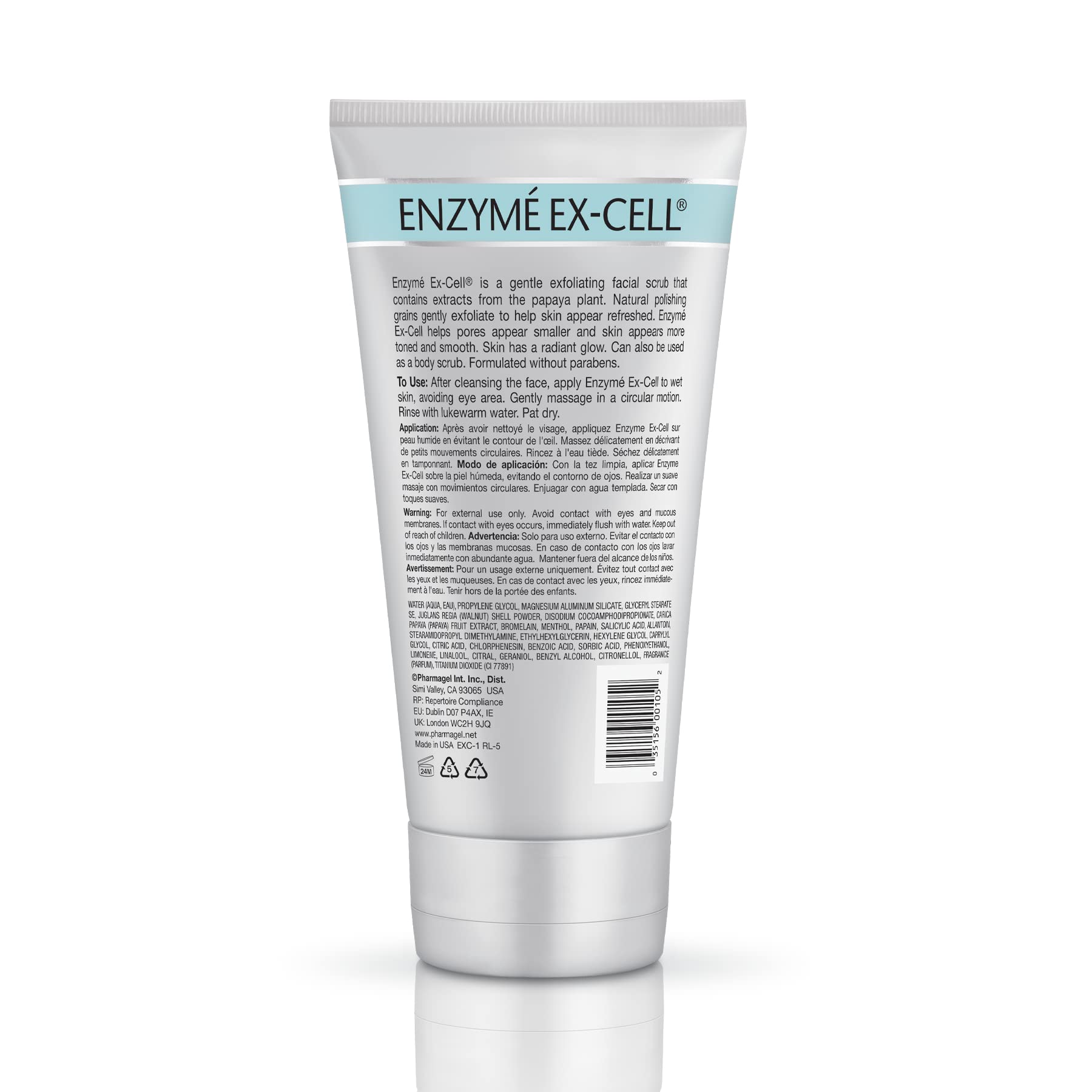 White Smoke Pharmagel Enzyme Ex-Cell - Gentle Papaya Face Exfoliator Scrub for All Skin Types - 6 Ounces