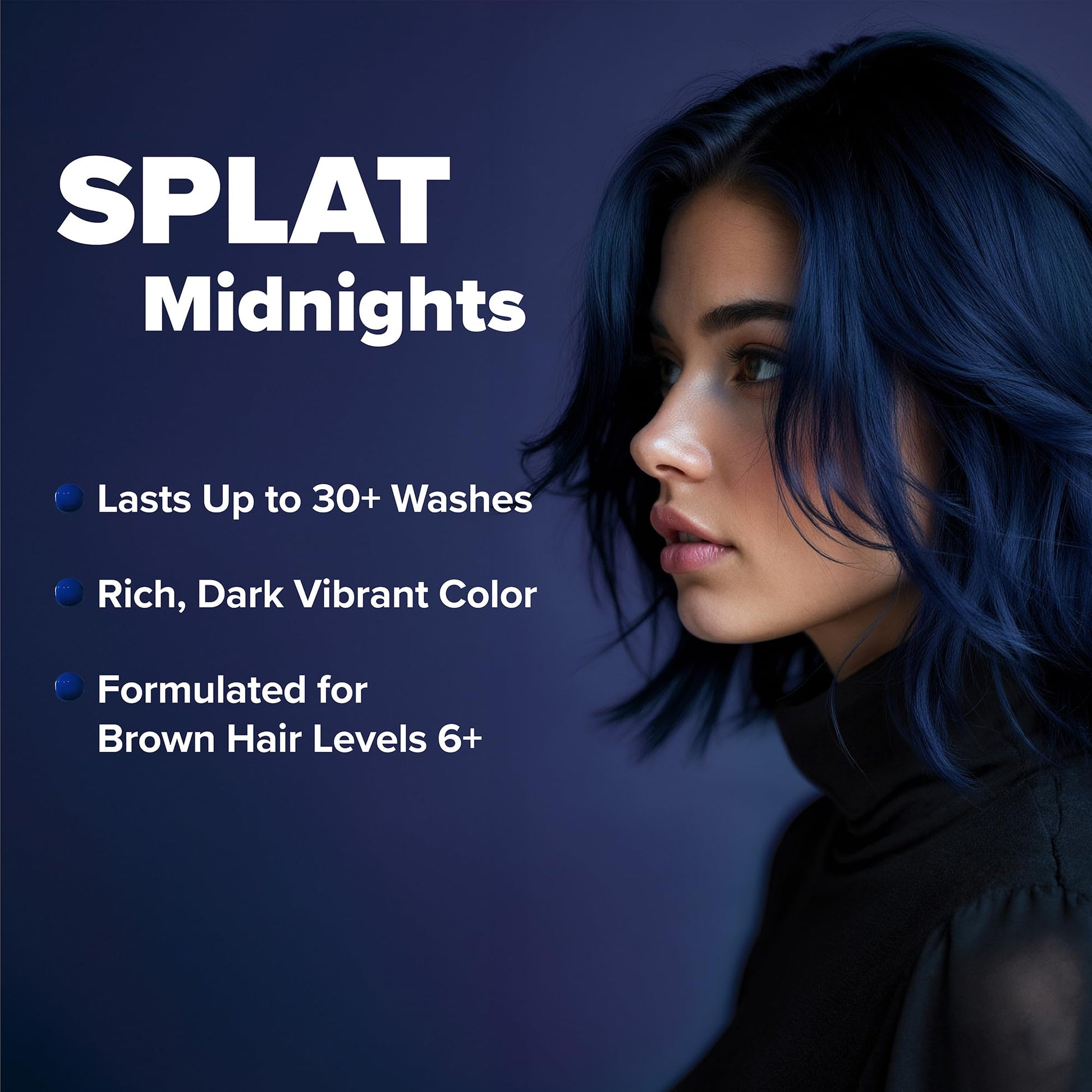 Midnight Blue Splat Midnight Indigo Vegan and Cruelty-Free Semi-Permanent Hair Color Dye, 6 Fl Oz