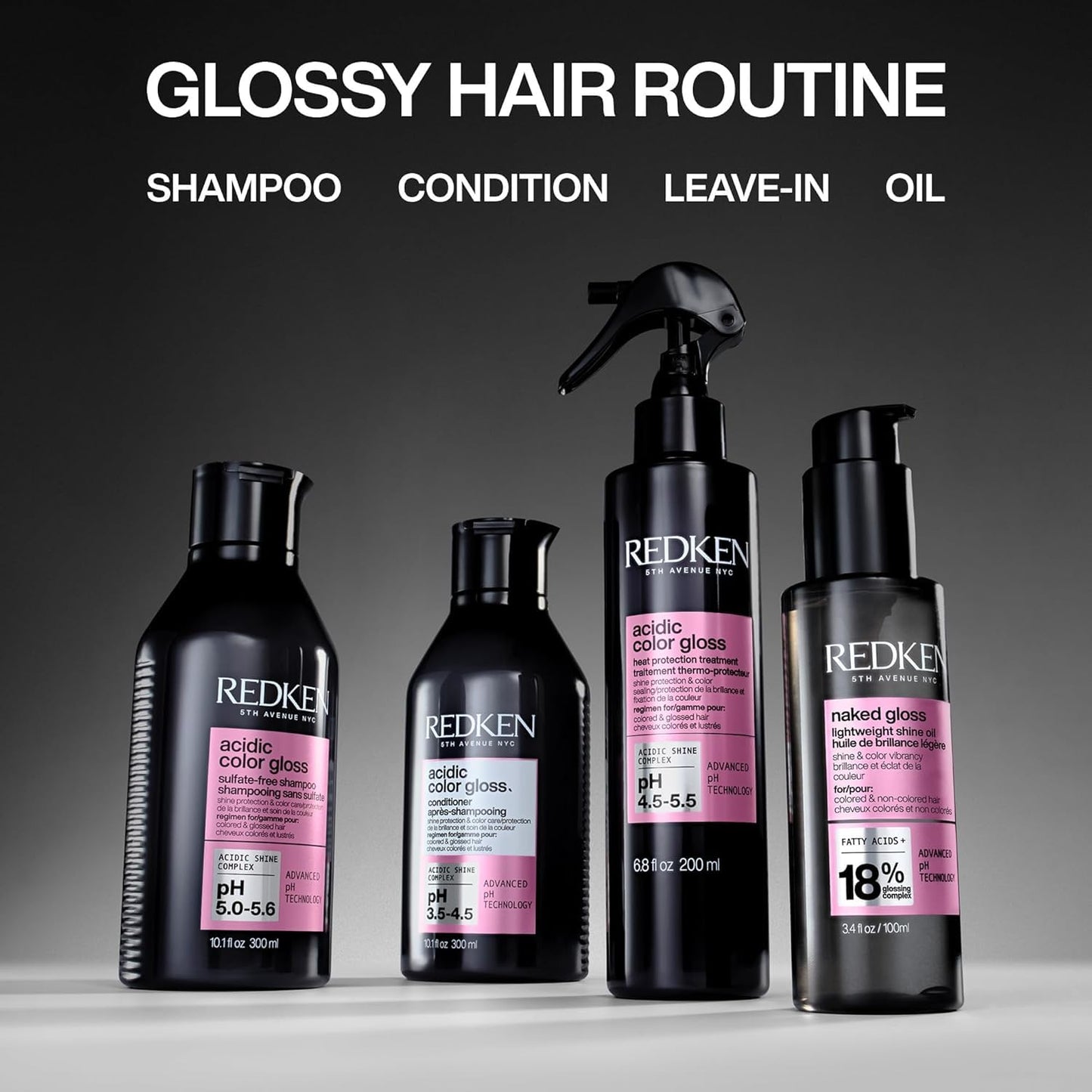 Dark Slate Gray Redken Acidic Color Gloss Shampoo & Conditioner Set For Color Treated Hair - Protects Vibrancy and Extends Hair Shine, Sulfate-Free
