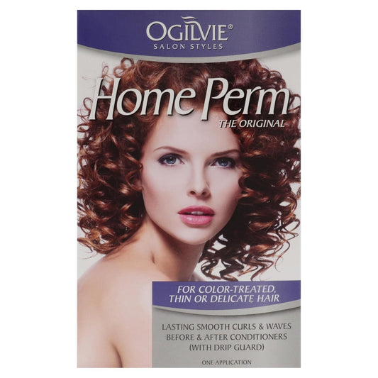 Black Ogilvie Salon Styles Home Perm The Original for Men & Women - For Color Treated, Thin, Delicate Hair - Lasting Smooth Curls & Waves Before & After Conditioners with Drip Guard- 1 Application Treatment