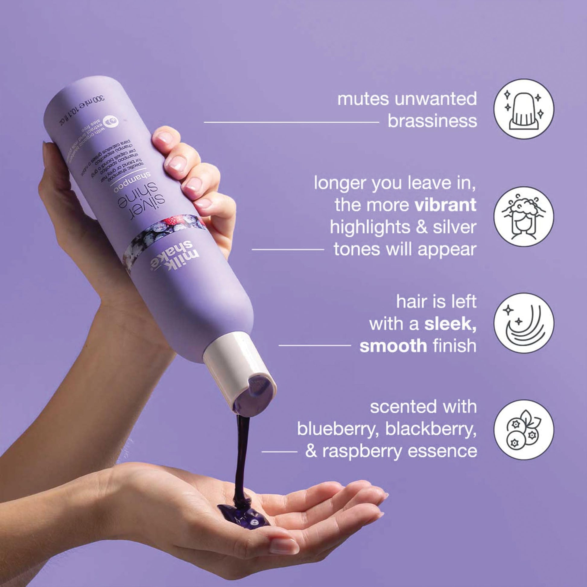 Dark Gray milk_shake Silver Shine Purple Shampoo 10.1 Fl Oz + Silver Shine Purple Conditioner 8.4 Fl Oz - Blonde Shampoo and Conditioner for Brassy Hair