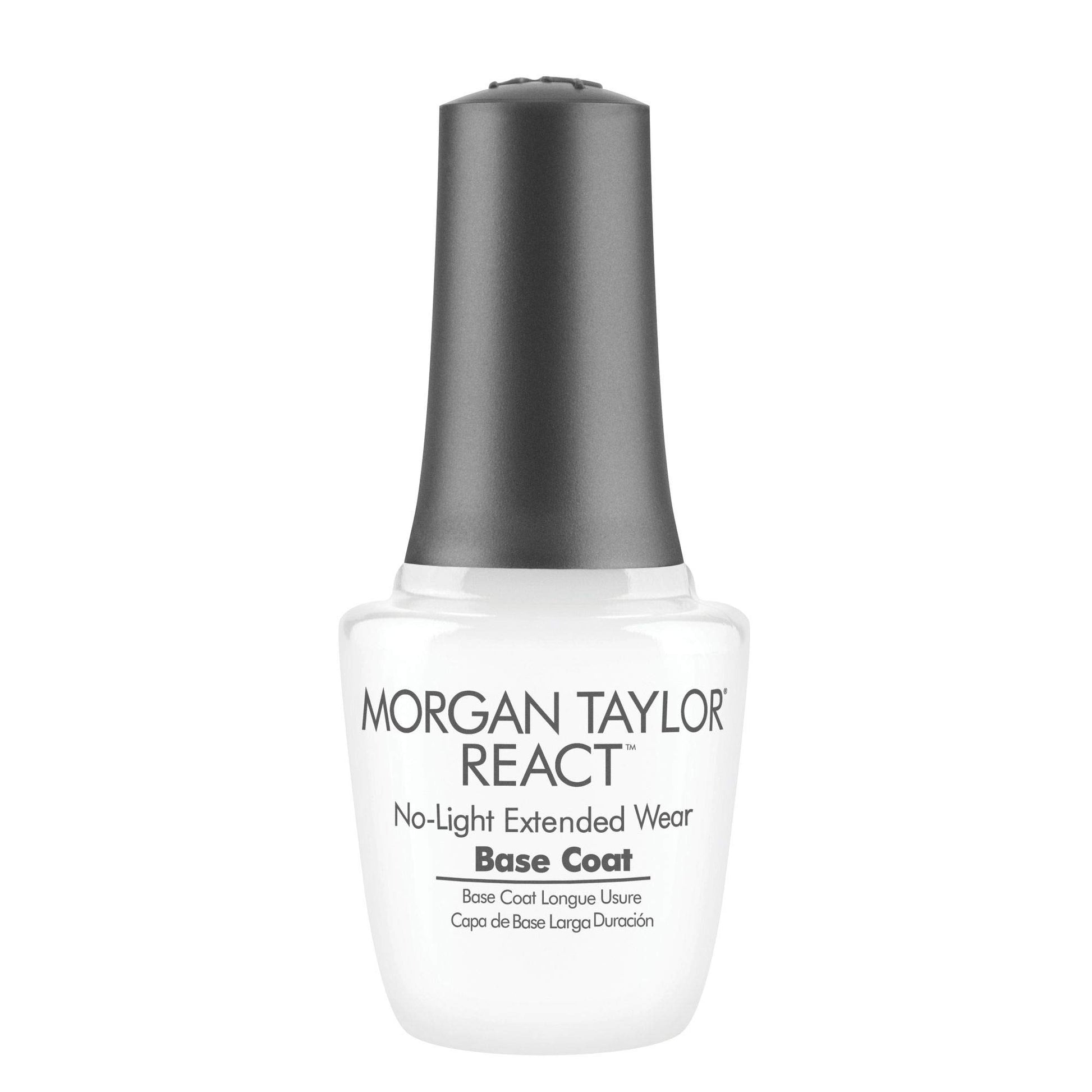 White Smoke Morgan Taylor REACT Base Coat - Gelish Infused Technology for Up to 10 Days of Wear, No LED Light Needed, Easy Soak-Free Removal, Professional Nail Lacquer Base Coat, Long-Lasting Adhesion, 0.5 oz.