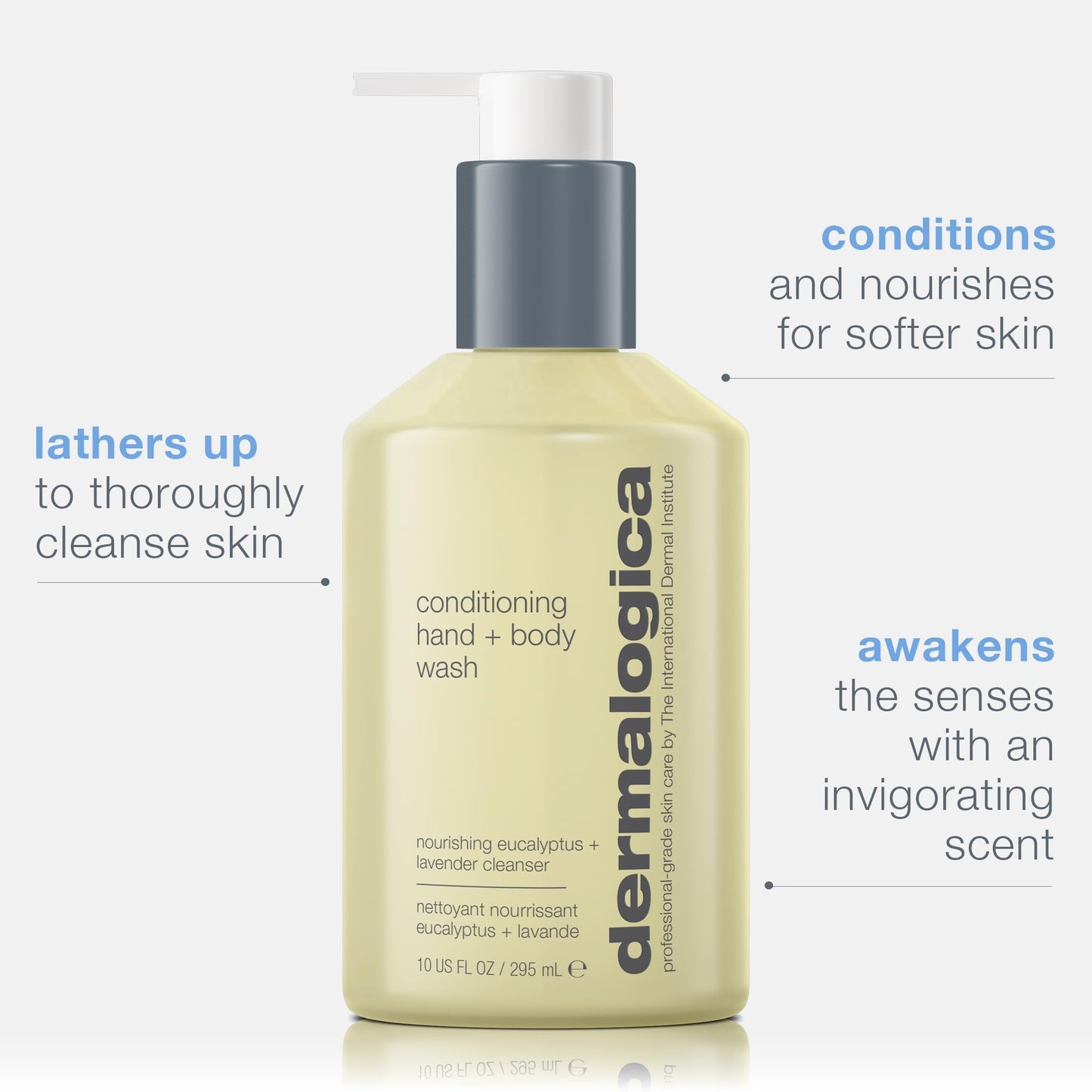 White Smoke Dermalogica Conditioning Hand + Body Wash (10 Fl Oz) Shower Gel with Tea Tree Oil and Eucalyptus Oil - Gently Conditions and Cleanses