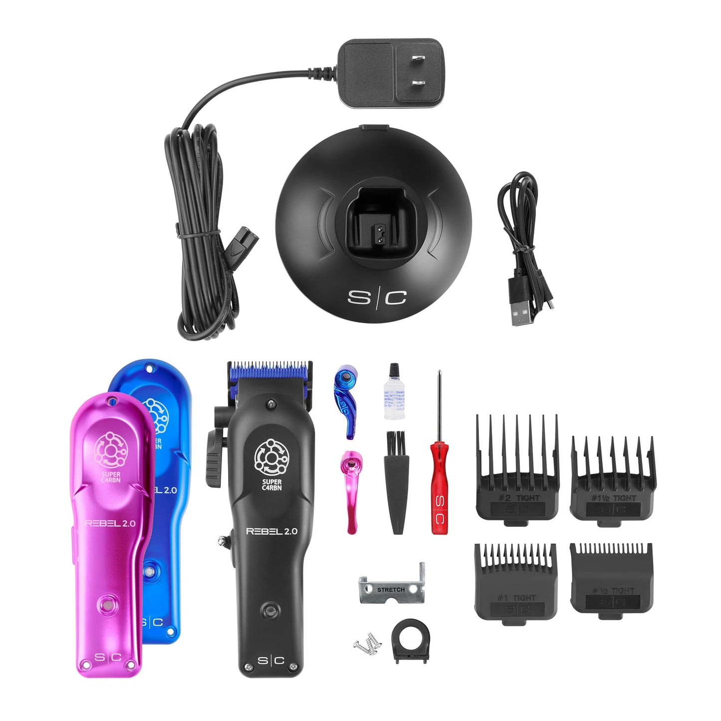 White Smoke StyleCraft Rebel 2.0 Hair Clipper, Super C4RBN Motor with DLC and Ceramic Blades USB-C Rechargeable, Cord/Cordless Haircutting