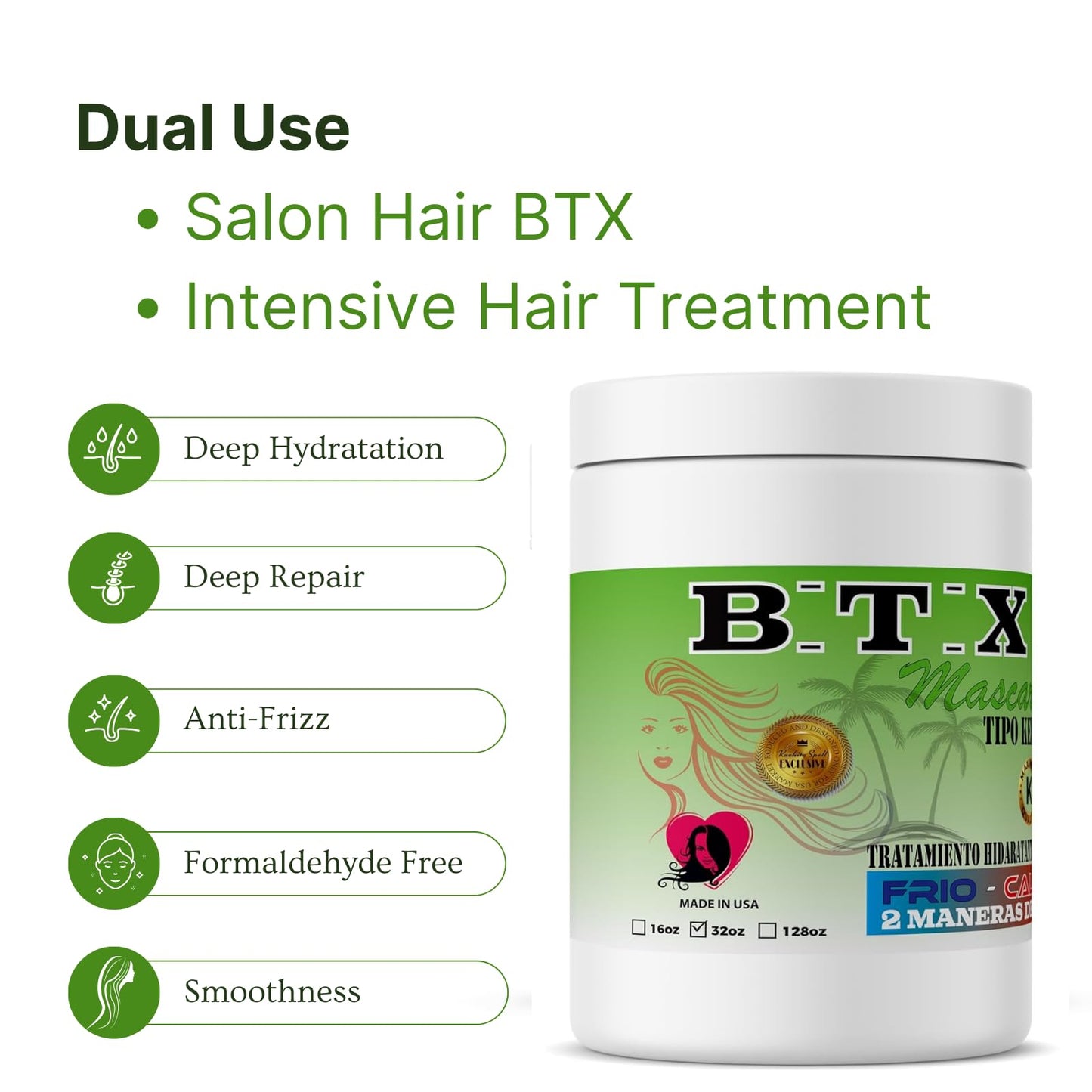 White Smoke Kachita Spell BTX Hair Treatment Deep Conditioning Keratin Hair Mask, Formaldehyde-Free Smoothing Formula for Dry & Frizzy Hair, Salon-Quality Moisture Care, 32 floz Made in USA