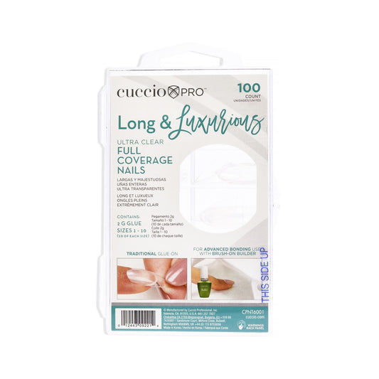 White Smoke Cuccio Long and Luxurious Full Coverage Nail Tips - Ultra Clear by Cuccio Pro for Women - 100 Count Nail Tips,(I0113905)