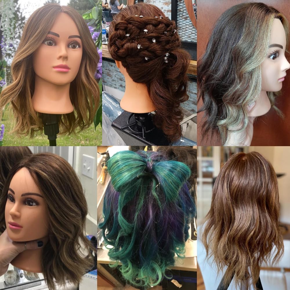 Dark Slate Gray Hairingrid Mannequin Head 20"-22" 100% Human Hair Hairdresser Cosmetology Mannequin Manikin Training Head Hair and Free Clamp Holder (1906LB0414)