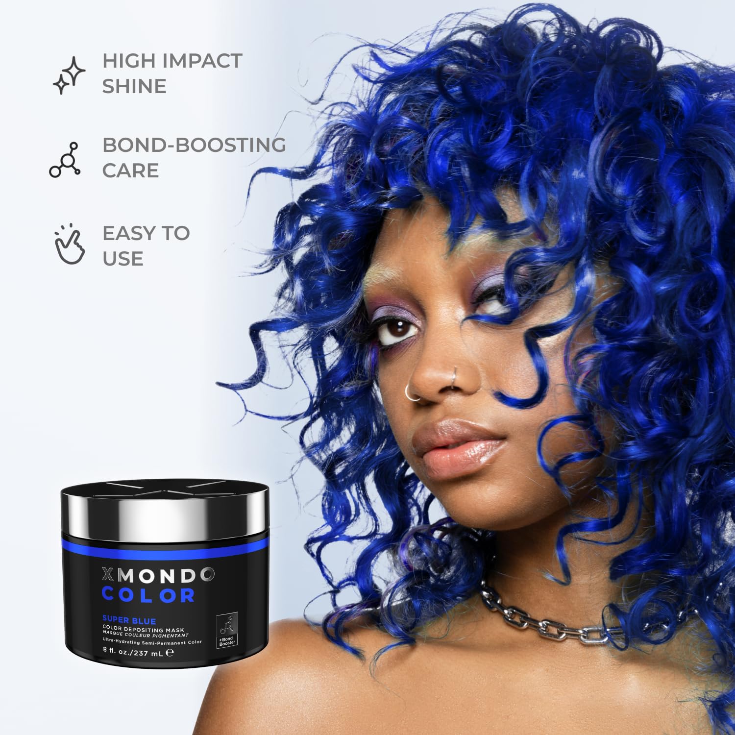 White Smoke XMONDO Hair Color Super Blue Hair Healing Semi Permanent Color | Vegan Formula with Hyaluronic Acid to Retain Moisture, Vegetable Proteins to Revitalize, and Bond Boosting Technology, 8 Fl Oz 1-Pack