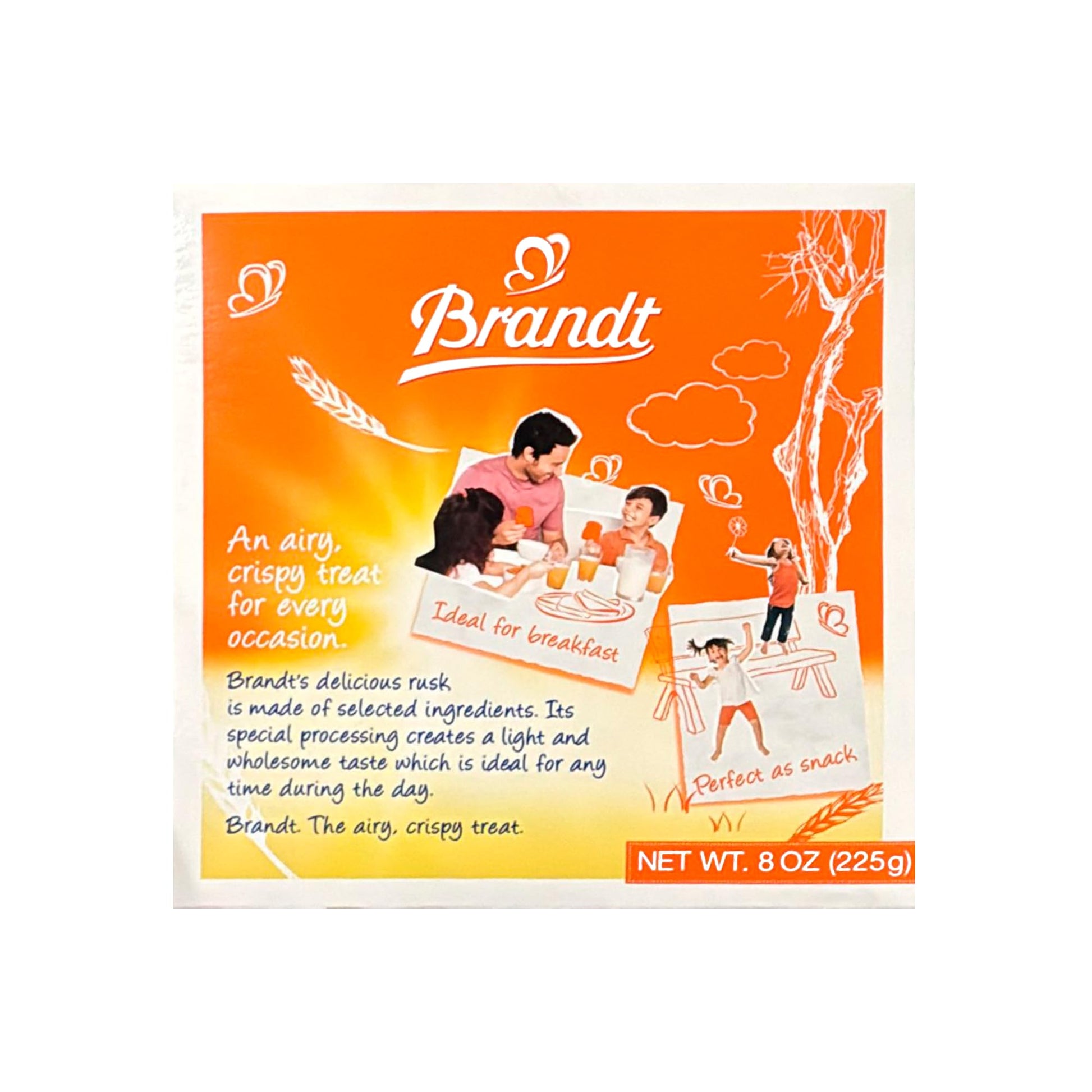 Orange Red Brandt Zwieback Rusk | Sweetened Crispy Bread | Perfect for Teething Children | Enjoy With Sweet or Savory toppings | 8 oz