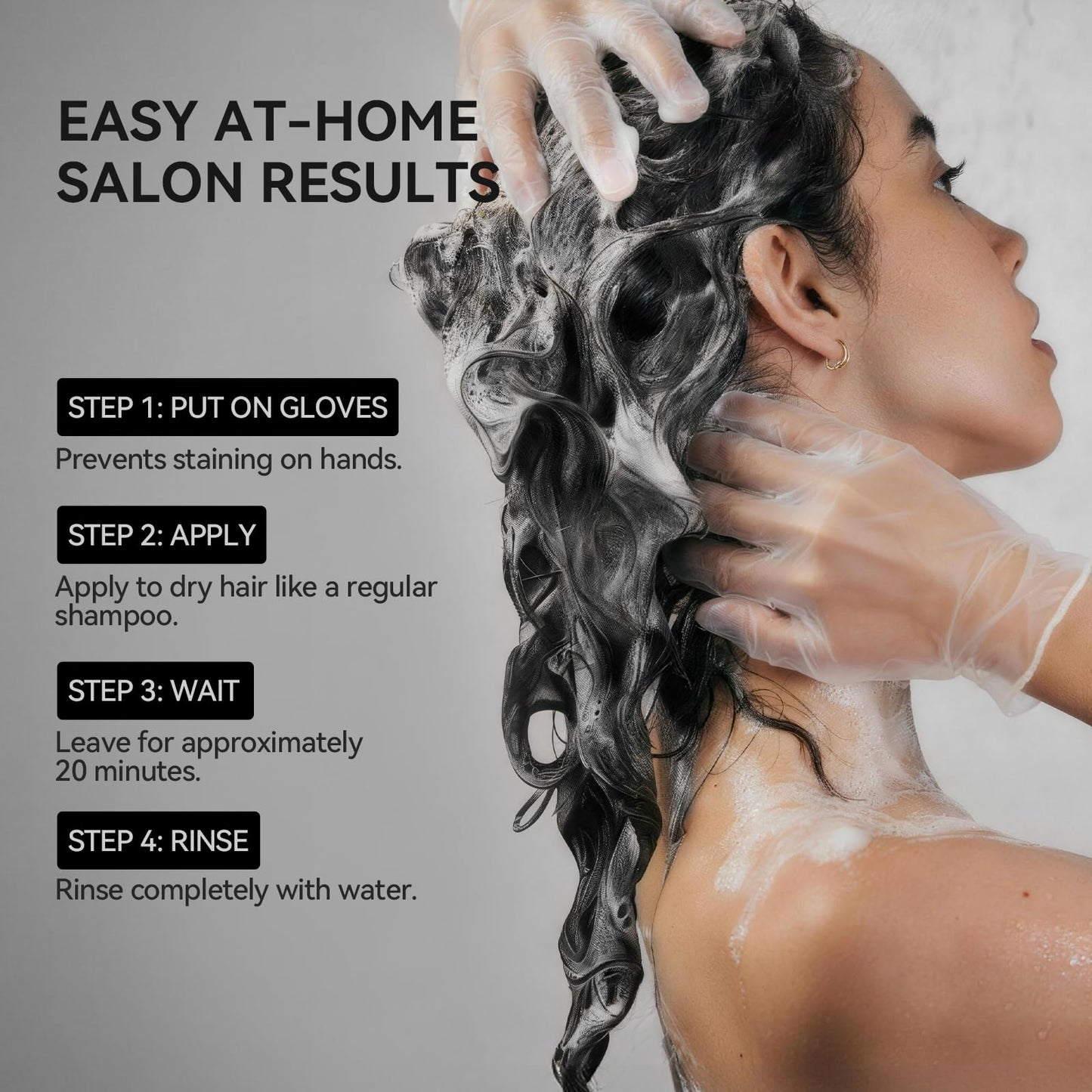 Dark Gray Limer Black Hair Dye Shampoo for Gray Hair, 3-in-1 Color Shampoo, 6 Herbal Extracts, 100% Grey Coverage, Non-Staining, 6-8 Weeks Lasting, for Women & Men, Shampoo para Pintar el Cabello, 460ml