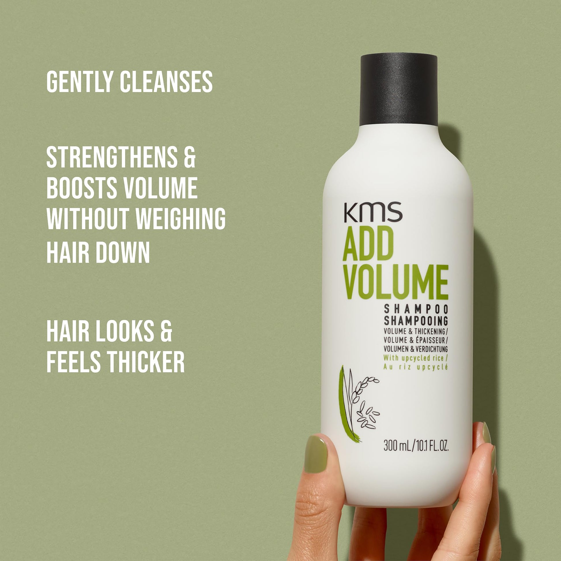 Dark Sea Green KMS AddVolume Shampoo, Thickening & Strength for Fine to Medium, Thin or Weak Hair, 75ml
