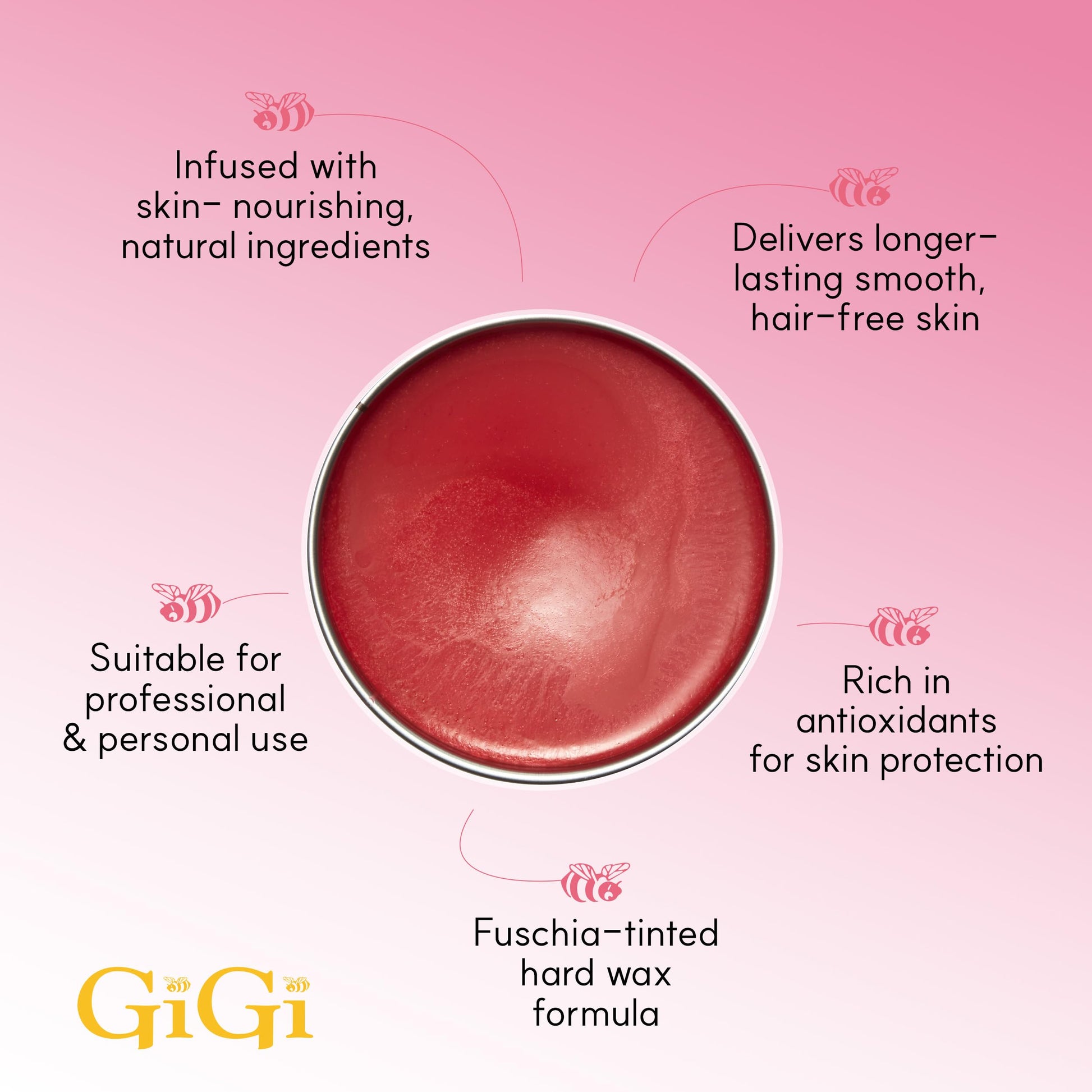 White Smoke Gigi Neon Hard Wax – Dragonfruit, Stripless Wax for Hair Removal, Ideal for Sensitive Skin, 14 Oz