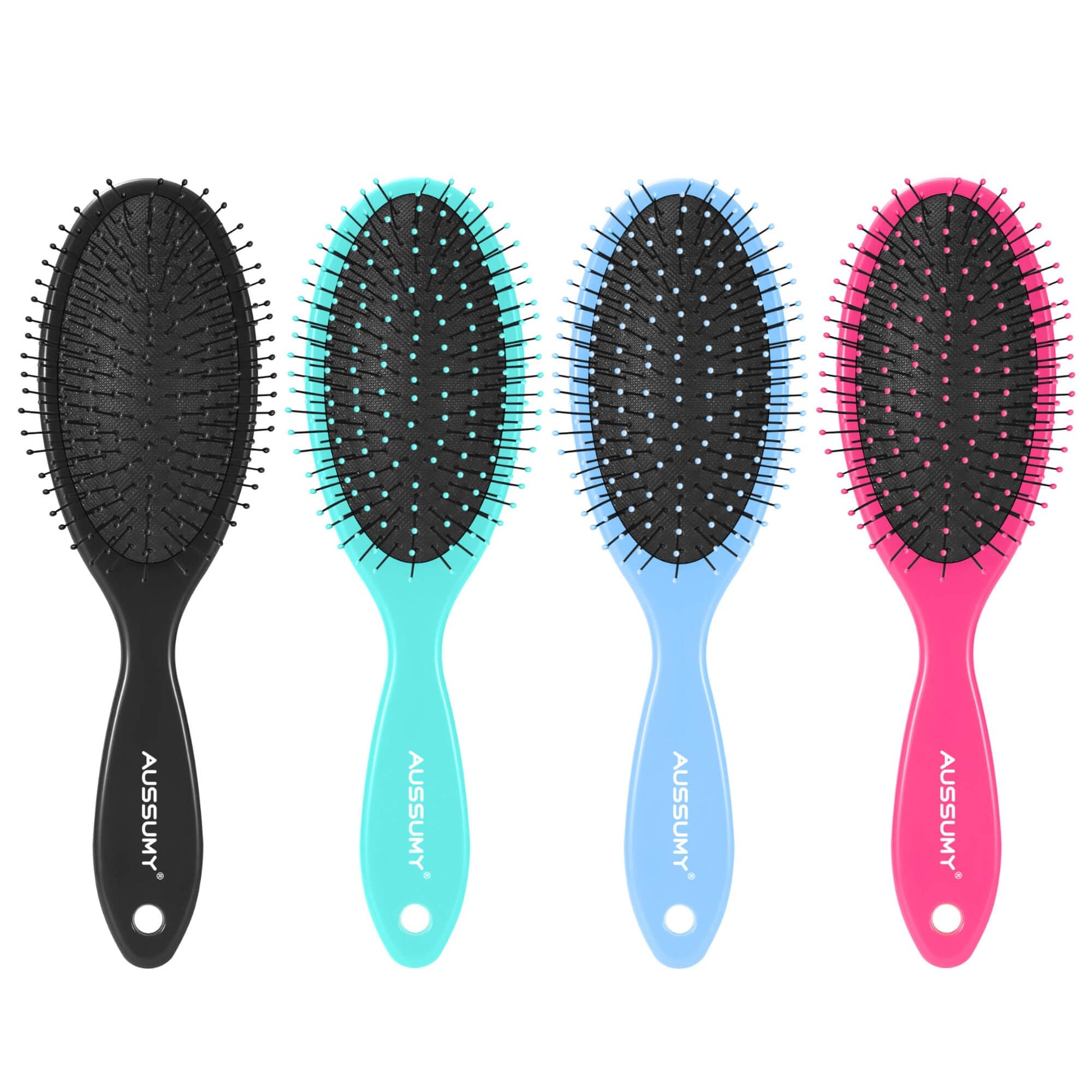 White Smoke Aussumy 4 Pack Detangling Hair Brush - Air Cushion Detangler Hairbrush with Ultra Soft Bristles for Effortless Tangle Removal For Wet Dry Damaged Curly Fragile Hair for Women Men Boys Girls Adult Kids