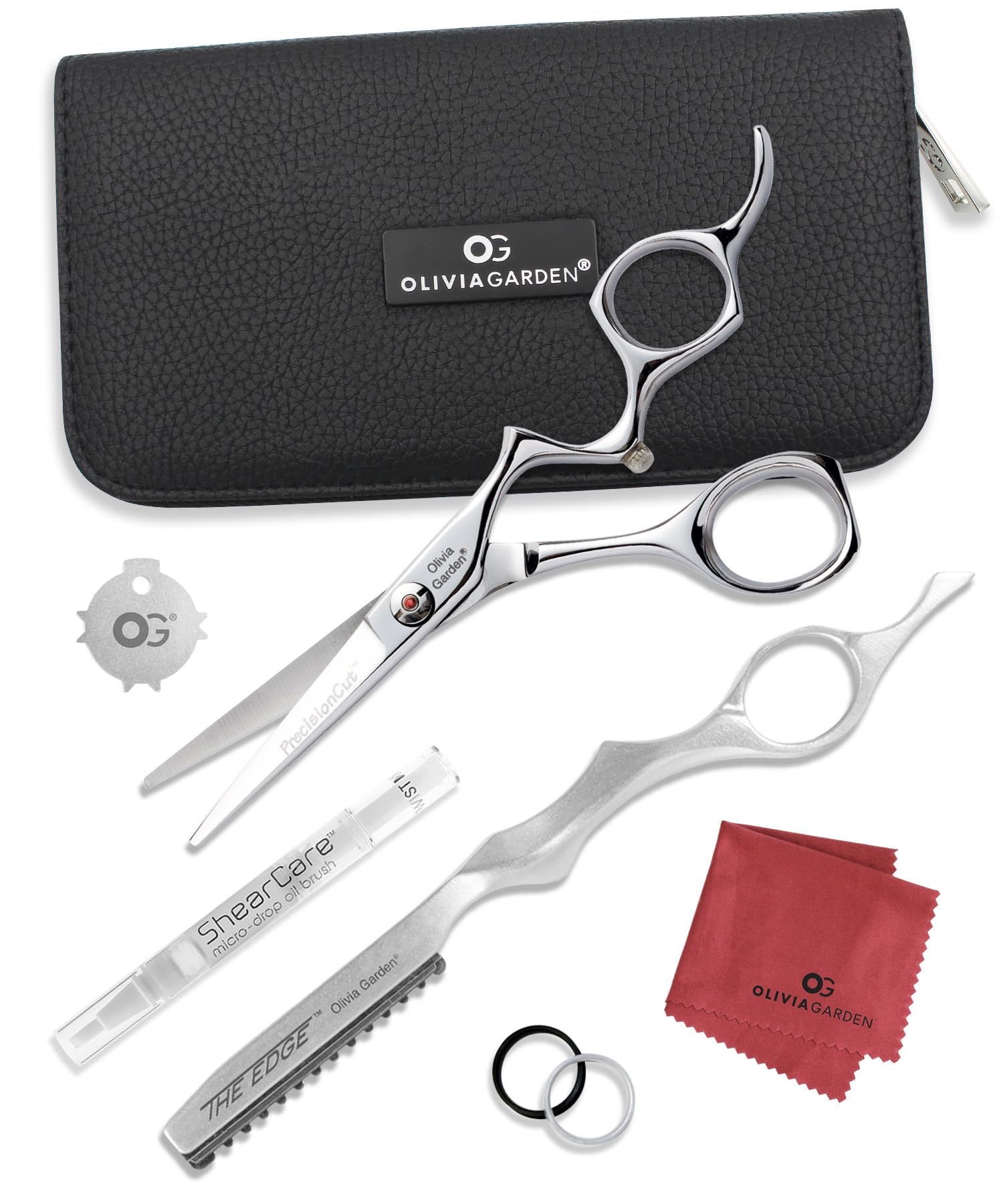 White Smoke Olivia Garden PrecisionCut Professional Hairdressing Shears Intro Case - With The Edge Razor - 6 Items, 5"