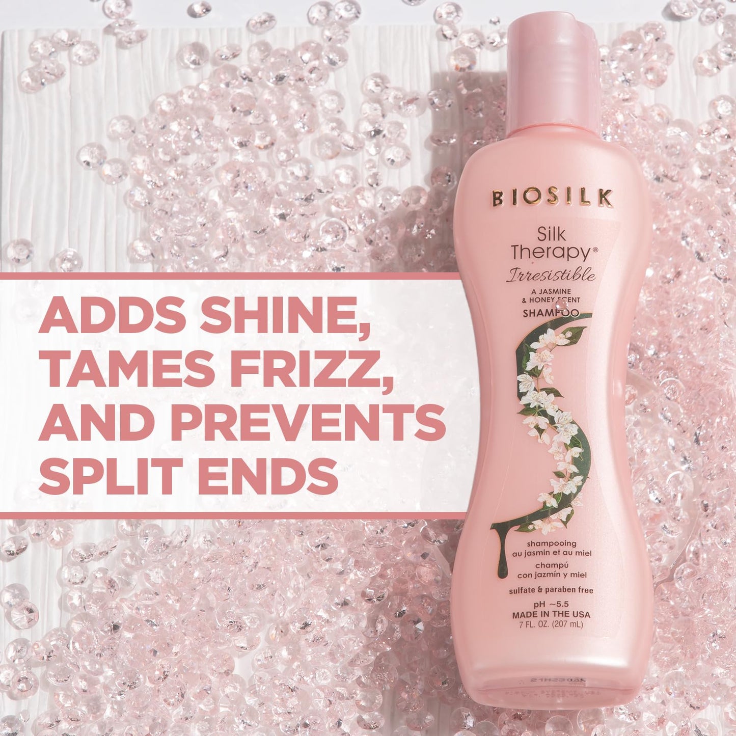 Thistle BioSilk Irresistible Shampoo, Cleanses & Conditions Frizzy Hair, Jasmine & Honey Scent, Silk Proteins & Botanical Extracts, Sulfate-Free, Paraben-Free, Cruelty-Free, 7 Oz
