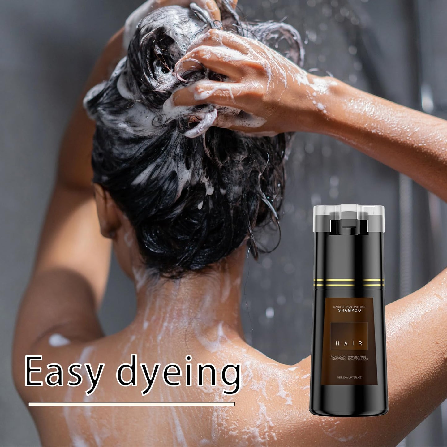 Dim Gray Bupposes Natural brown Hair Color Shampoo for Dark, Hair Dye Instant 3 in 1, Instant Dye Shampoo for Men & Women, 1pcs Dark Brown.