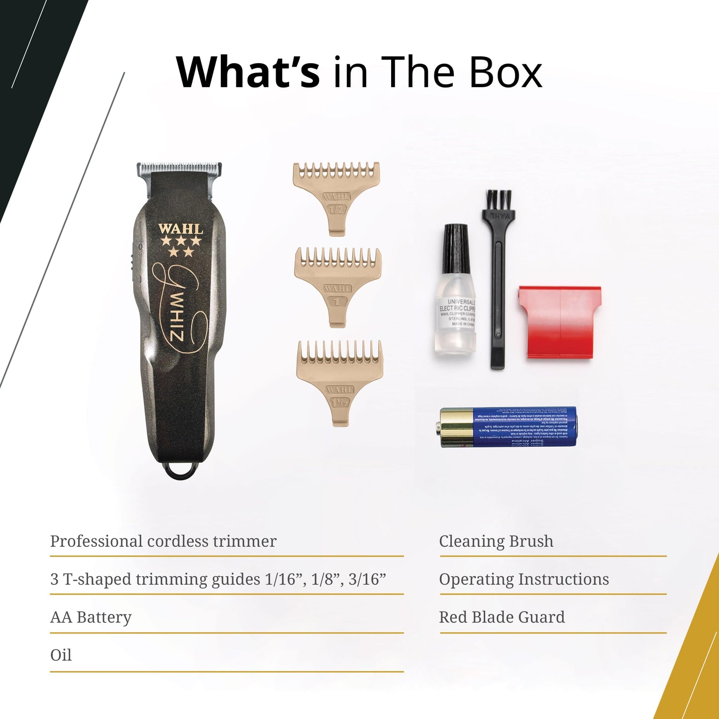 White Smoke Wahl Professional 5 Star G Whiz Cordless Trimmer Battery Powered Lightweight Precision Lining Kit