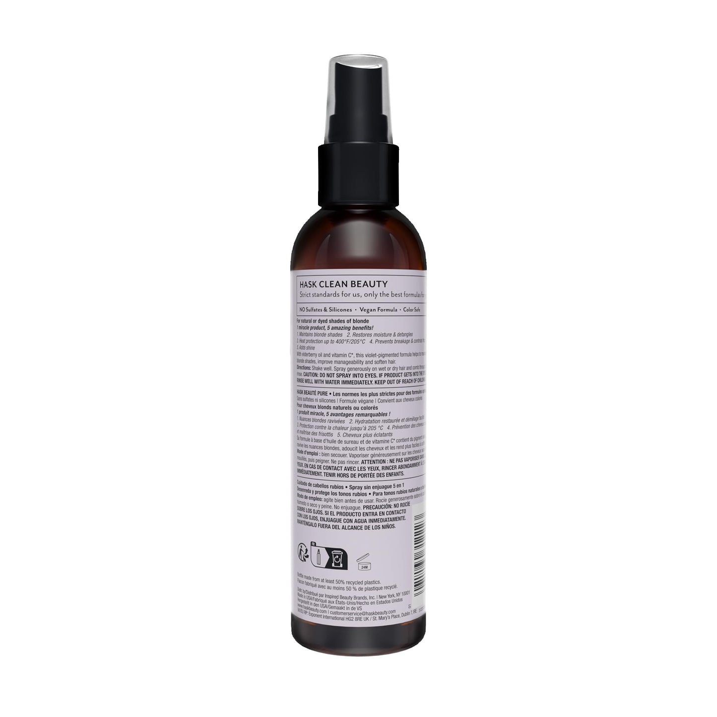 White Smoke HASK BLONDE CARE 5-IN-1 Leave-In Spray Conditioner - vegan formula, cruelty free, color safe, gluten-free, sulfate-free, paraben-free