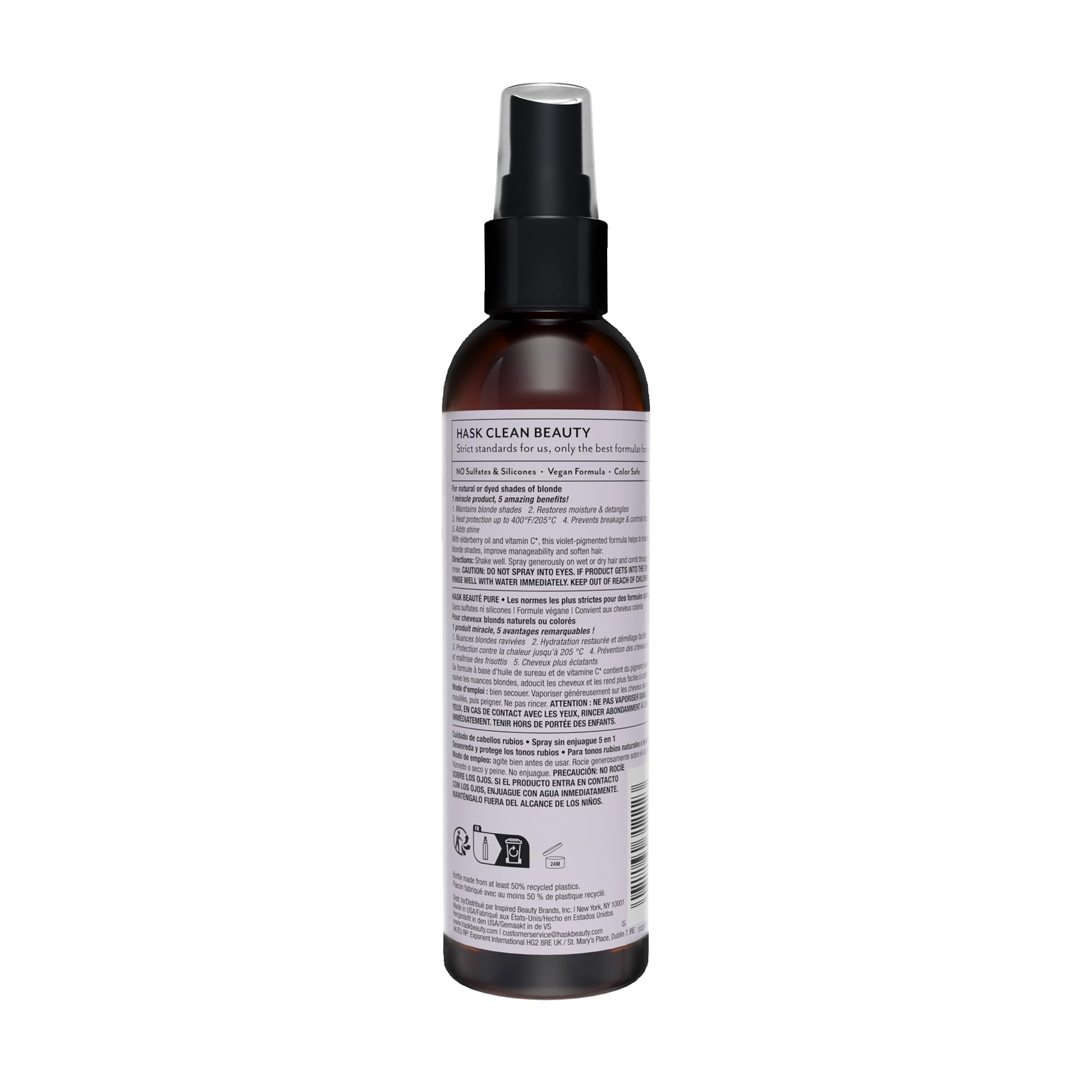 White Smoke HASK BLONDE CARE 5-IN-1 Leave-In Spray Conditioner - vegan formula, cruelty free, color safe, gluten-free, sulfate-free, paraben-free