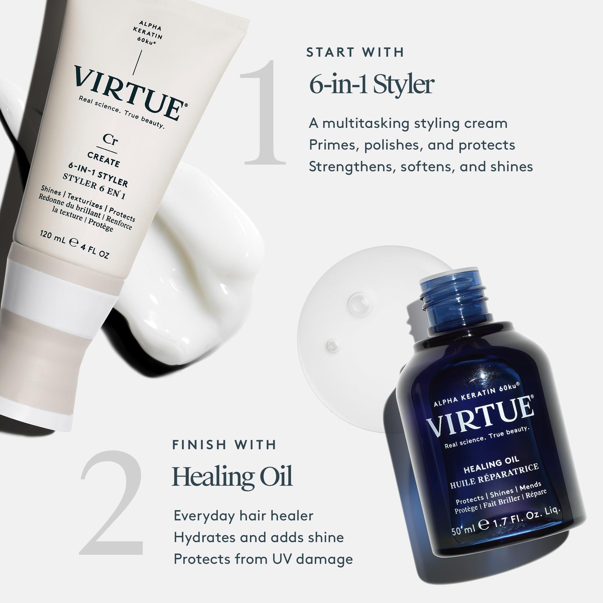White Smoke Virtue 6-in-1 Hair Styler, Styling Cream