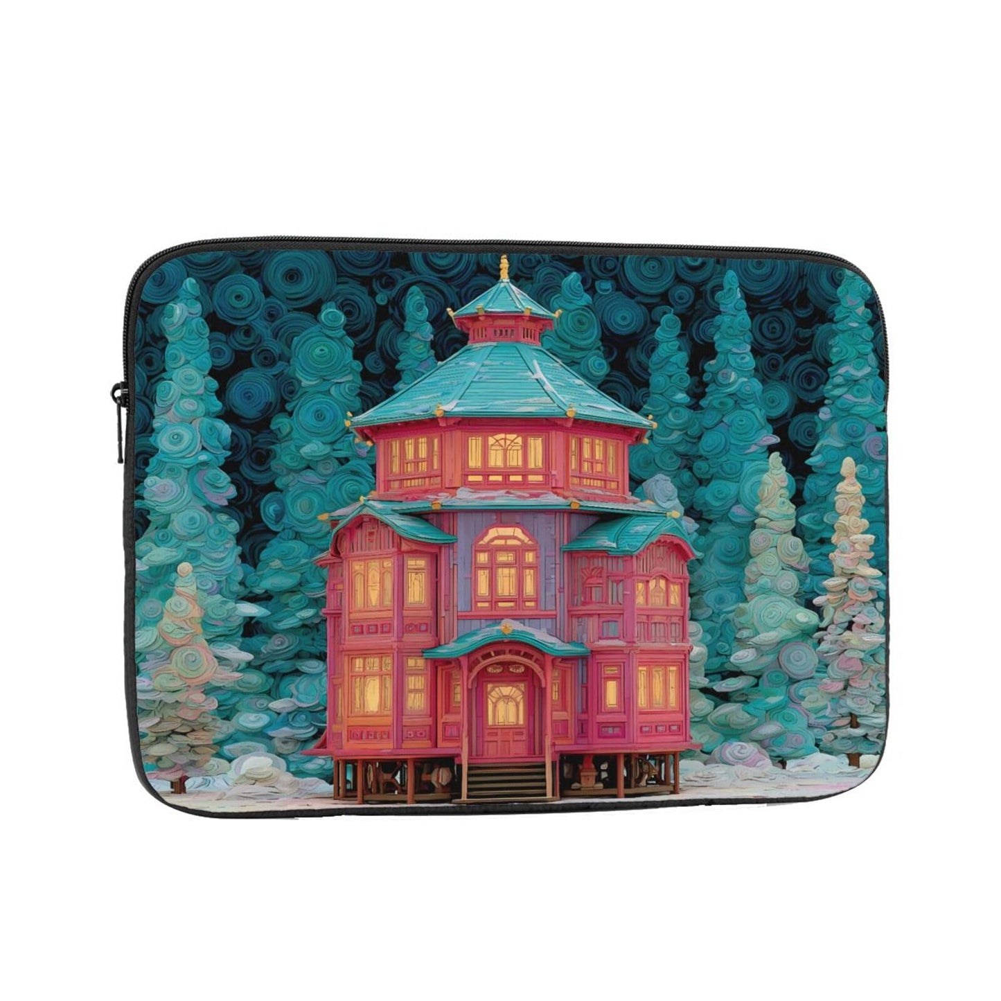 White Smoke 15 Inch Portable And Shockproof Laptop Bag With Unique Enchanted Alcove Print, For Work, University, And Commuting