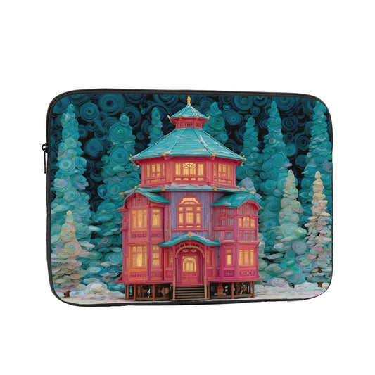 White Smoke 15 Inch Portable And Shockproof Laptop Bag With Unique Enchanted Alcove Print, For Work, University, And Commuting