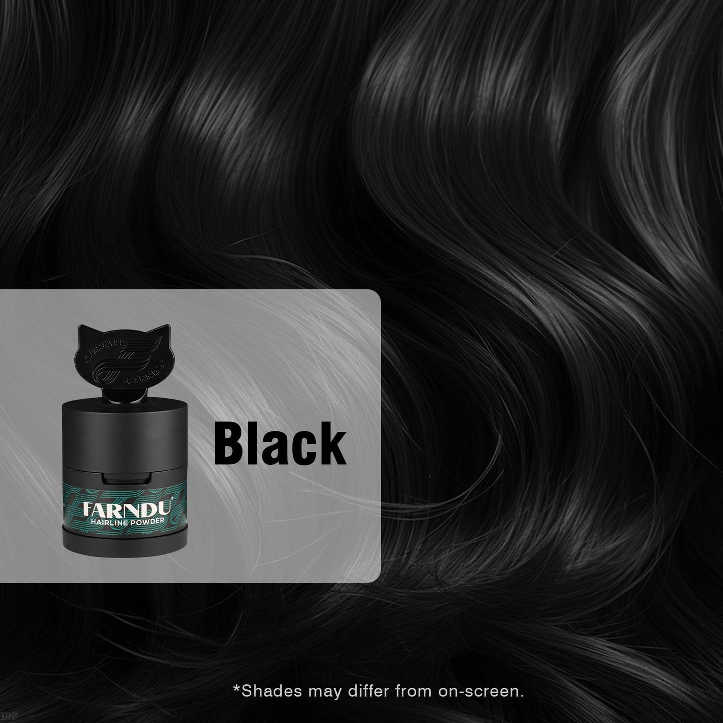 Black Farndu Root Touch Up Hair Color 12g, Instantly Hairline Powder, Hair Root Touch Up, Bald Spots Hair Color Concealer for Women & Men, 24-Hour Stain-Proof, 2 Refills, Waterproof, Sweatproof, Black