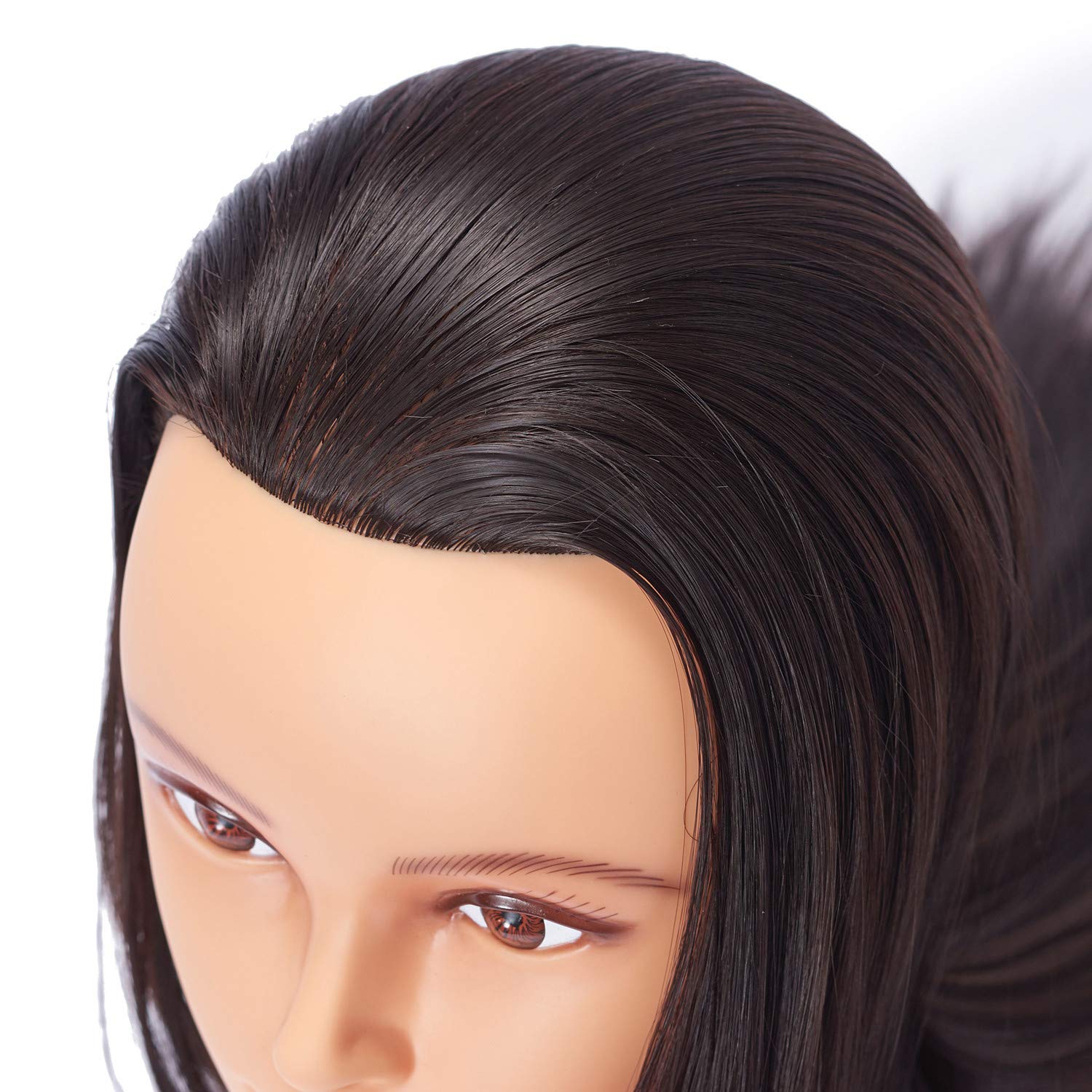 Dark Slate Gray Hairlink 26-28'' Mannequin Head Synthetic Fiber Long Hair Styling Training Head Dolls for Cosmetology Manikin Maniquins Practice Head with Clamp Stand Holder (6611LB0220)