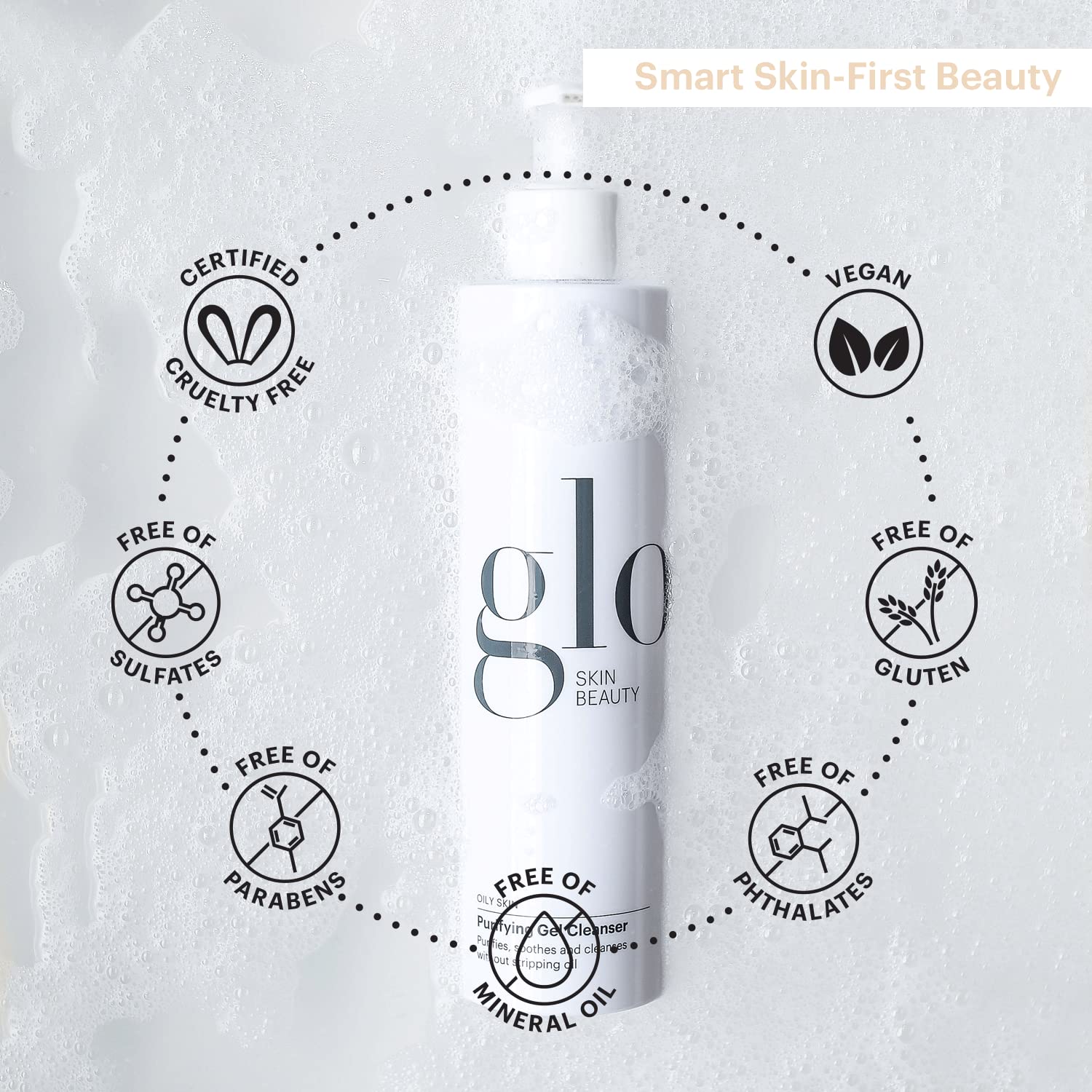 Lavender Glo Skin Beauty Purifying Gel Cleanser 6.7 Fl Oz – Salicylic Acid Face Wash with Niacinamide, Gel Face Cleanser for Oil & Combination Skin, Exfoliating Facial Cleanser to Clear Pores & Balance Oil