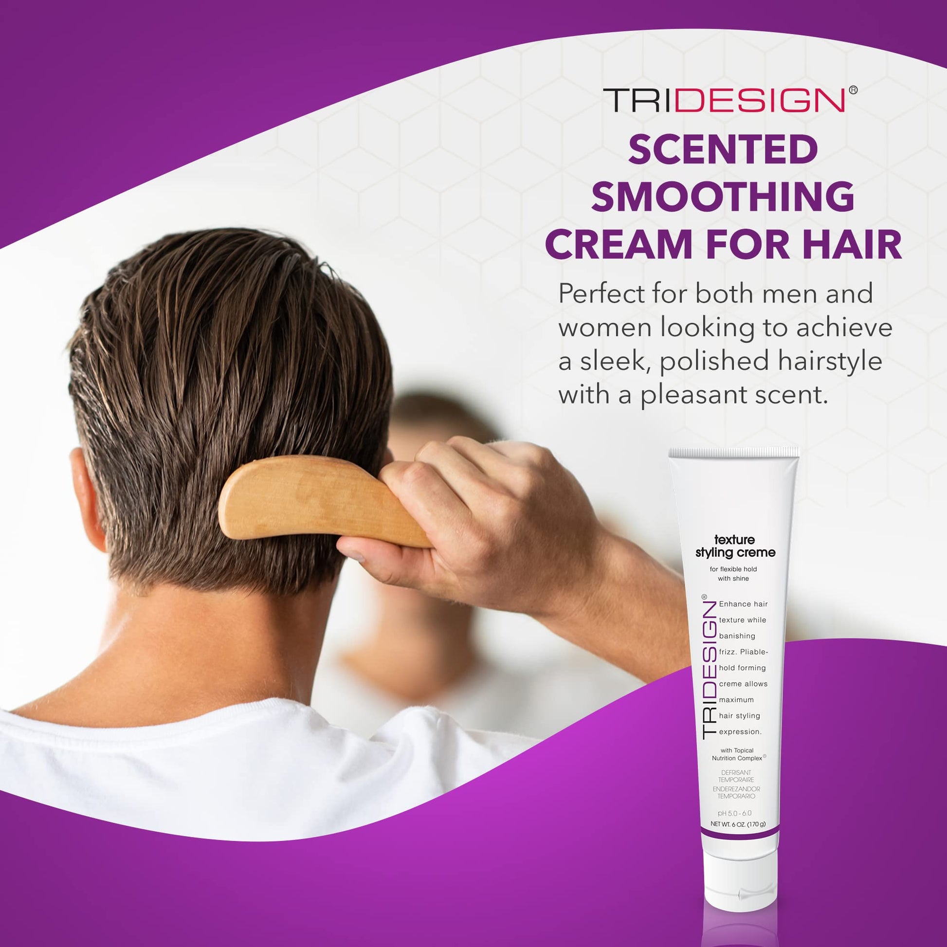 White Smoke TRIDESIGN Texture Styling Creme with Topical Nutrition Complex - Hair Styling Products for Men and Women, Scented Smoothing Cream for Hair, Anti Frizz hair Products 6oz/199g Tube