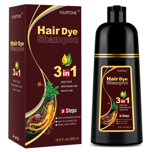 White Smoke YOURTONE Dark Brown Hair Dye Shampoo 3 in 1 for Gray Hair Coverage, Hair Color Shampoo for Women Men, Herbal Ingredients Champu Para Pintar el Cabello (16.9 Oz)