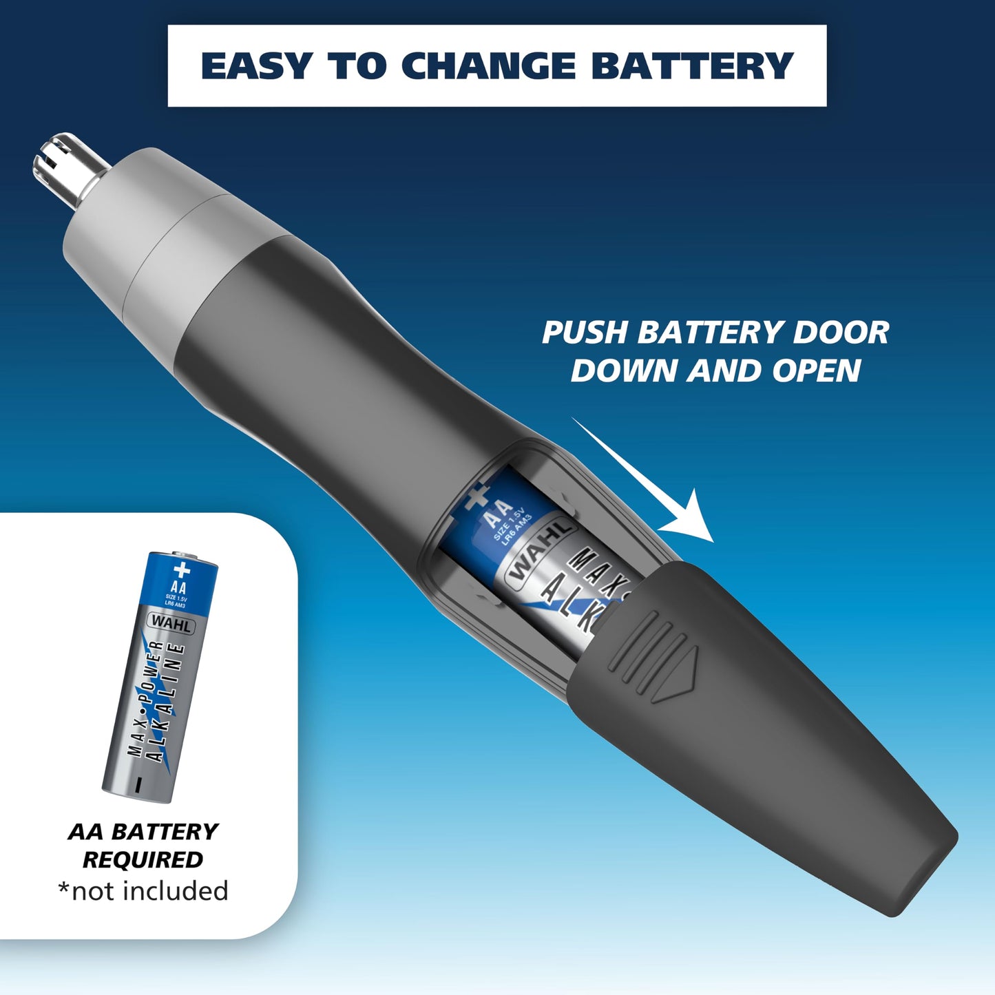 White Smoke Wahl Clipper Battery Operated, Precision Ear and Nose Hair Trimmer for Men, Hygienic Nose Trimmer with Rinseable Blade for Easy Cleaning, Perfect for Travel – Model 3026462