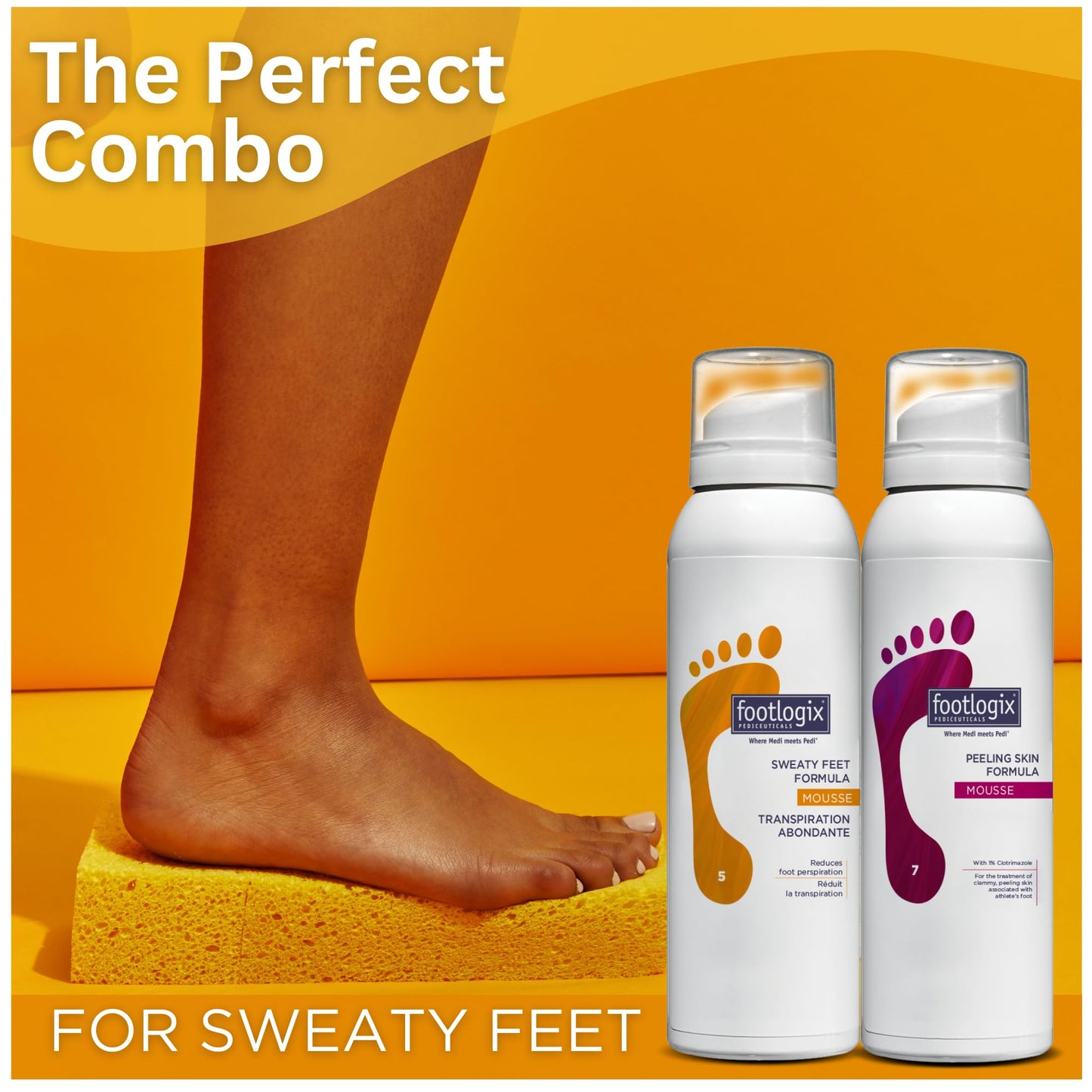 Dark Orange FOOTLOGIX Sweaty Feet Formula, 4.23 oz