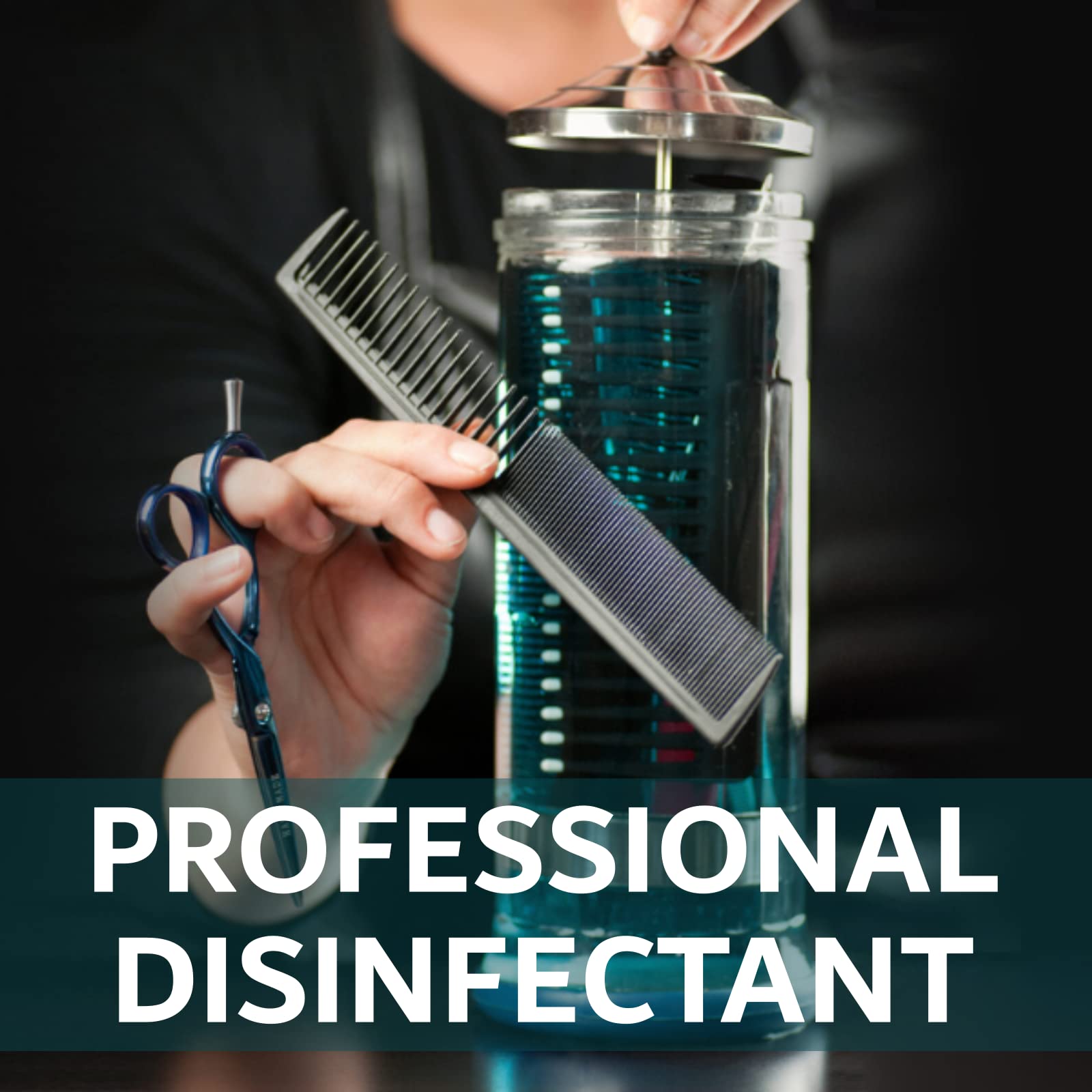 Black Unit Blue Germicidal Barber Disinfectant Liquid Cleaner Concentrate for Barbers - Anti-Rust Formula to Sterilize Scissors, Clips, Razors, Brush & Combs - 65 Sachets Makes 65 QT Solution at 1600 PPM