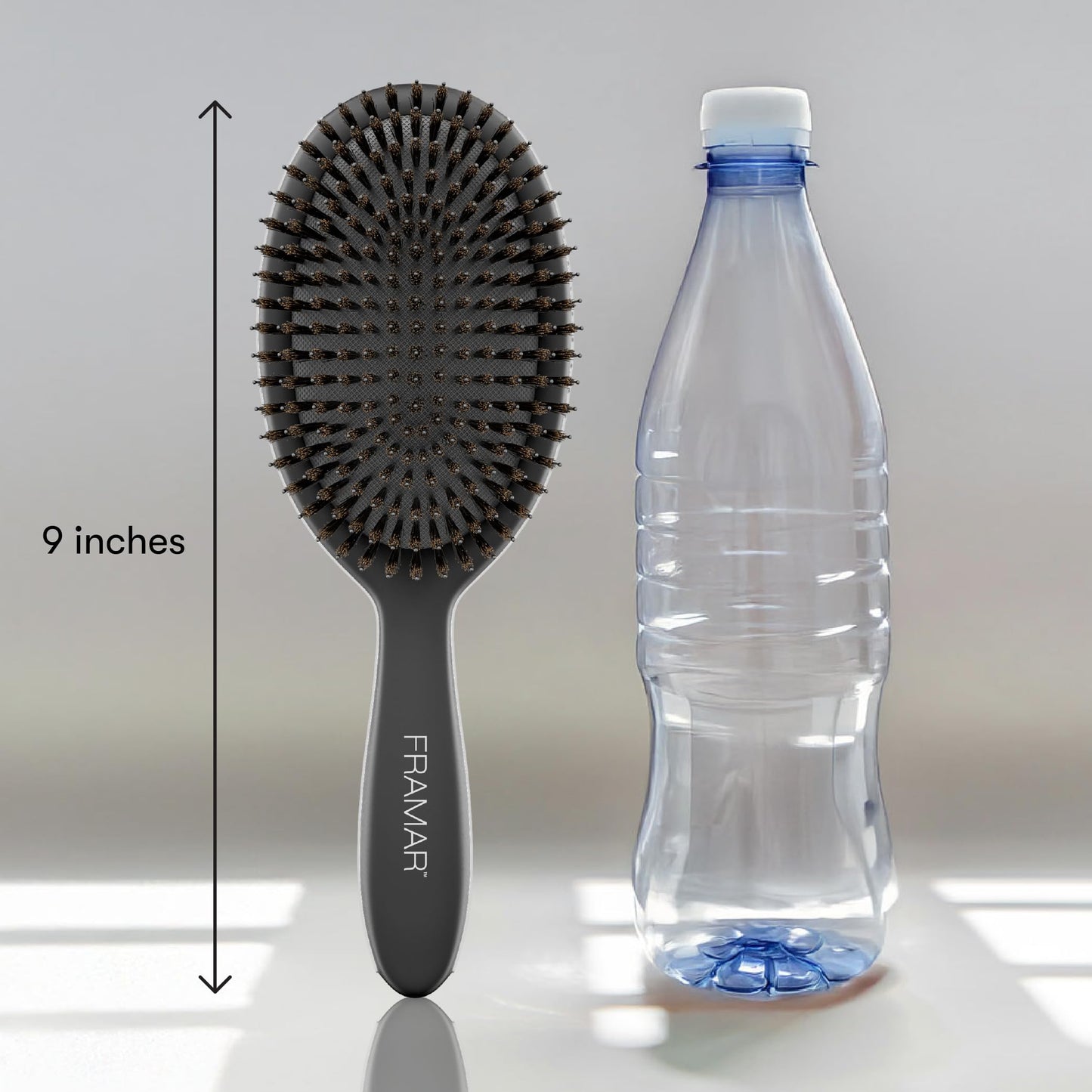 Gray FRAMAR Soft Boar Bristle Hair Brush For Women – Boars Hair Brush For Women, Boar Brush For Fine Hair, Hairbrush For Fine Hair, Soft Bristle Brush For Slick Back, Volume and Shine - Black