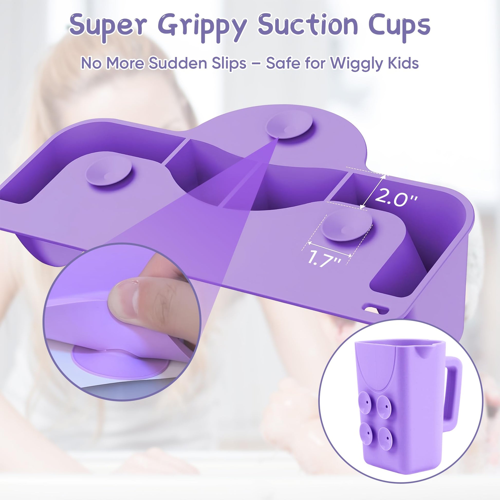 White Smoke Portable Hair Washing Station for Kids, Toddlers, Children, Teens, Silicone Hair Washing Basin for Sink or Bathtub, Tear-Free Shampoo Bowl with Rinser Cup, Neck Support for Kids, Purple