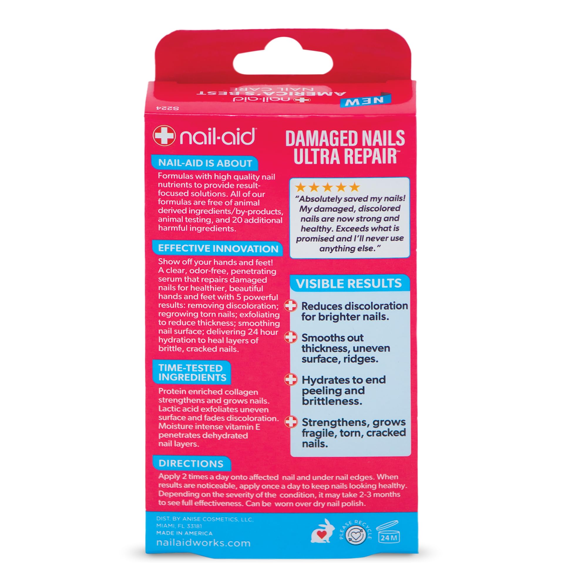 Pale Violet Red Nail-Aid - 5-in-1 Damaged Nails Multi-Repair for Fingernails or Toenails