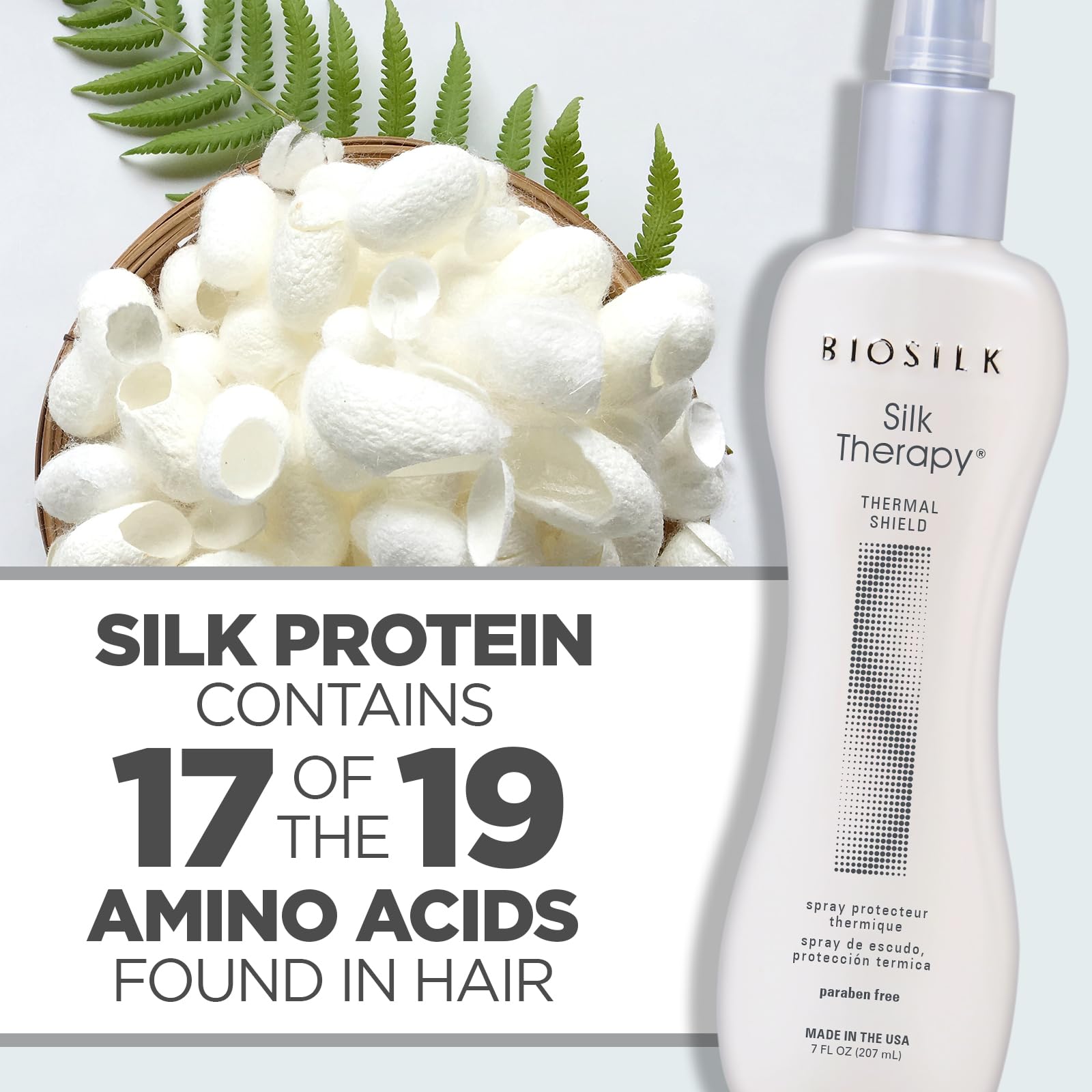 Lavender BioSilk Silk Therapy Thermal Shield Protection Spray, Heat Protectant for Hair, Shields Hair from Thermal Damage, Adds Shine & Holds Styles, Sulfate-Free, Paraben-Free, Cruelty-Free, 7 Oz