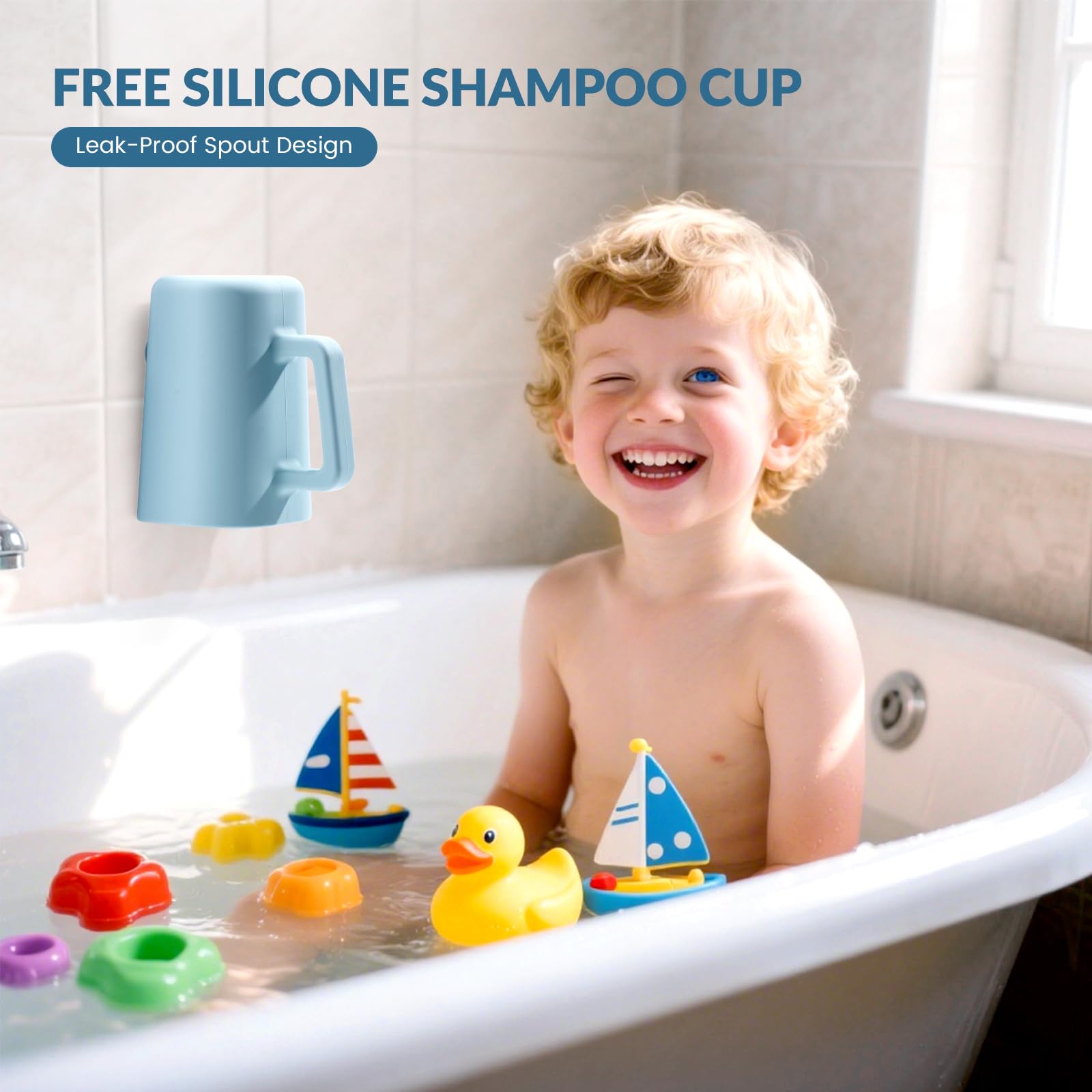 White Smoke Hair Washing Station for Kids, Portable Silicone Hair Washing Basin for Sink & Bathtub, Tear-Free Shampoo Bowl with Rinse Cup,Make Wash Day Much Easier