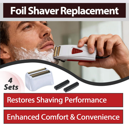 White Smoke 4 Sets Shaver Replacement Foil and Blades Compatible with Andis TS-1 TS-2 17150 17200 17235 17155 ProFoil Lithium Shaver, Stainless Steel Cutter Head