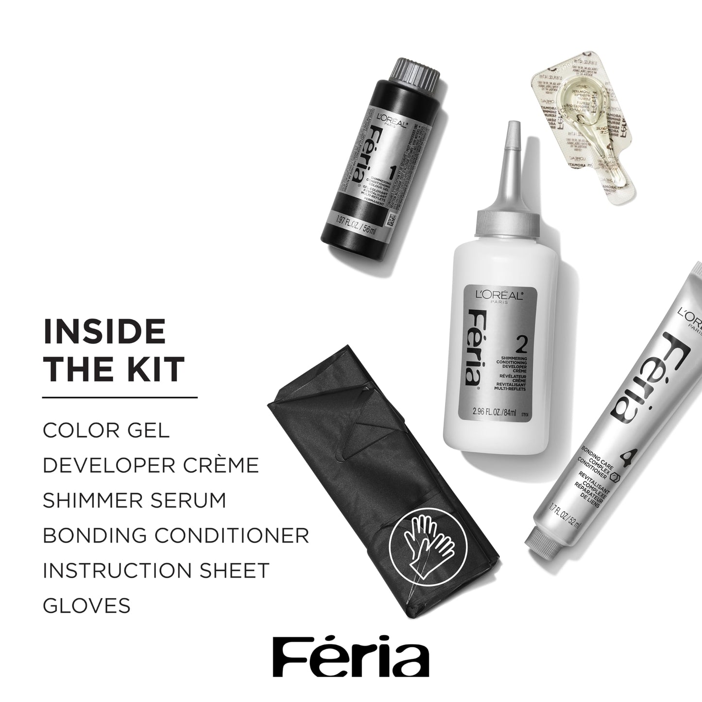 White Smoke L’Oreal Paris Feria Midnight Bold Multi-Faceted Permanent Hair Dye, One-Step Hair Color Kit for Dark Hair, No Bleach Required, Violet Eclipse