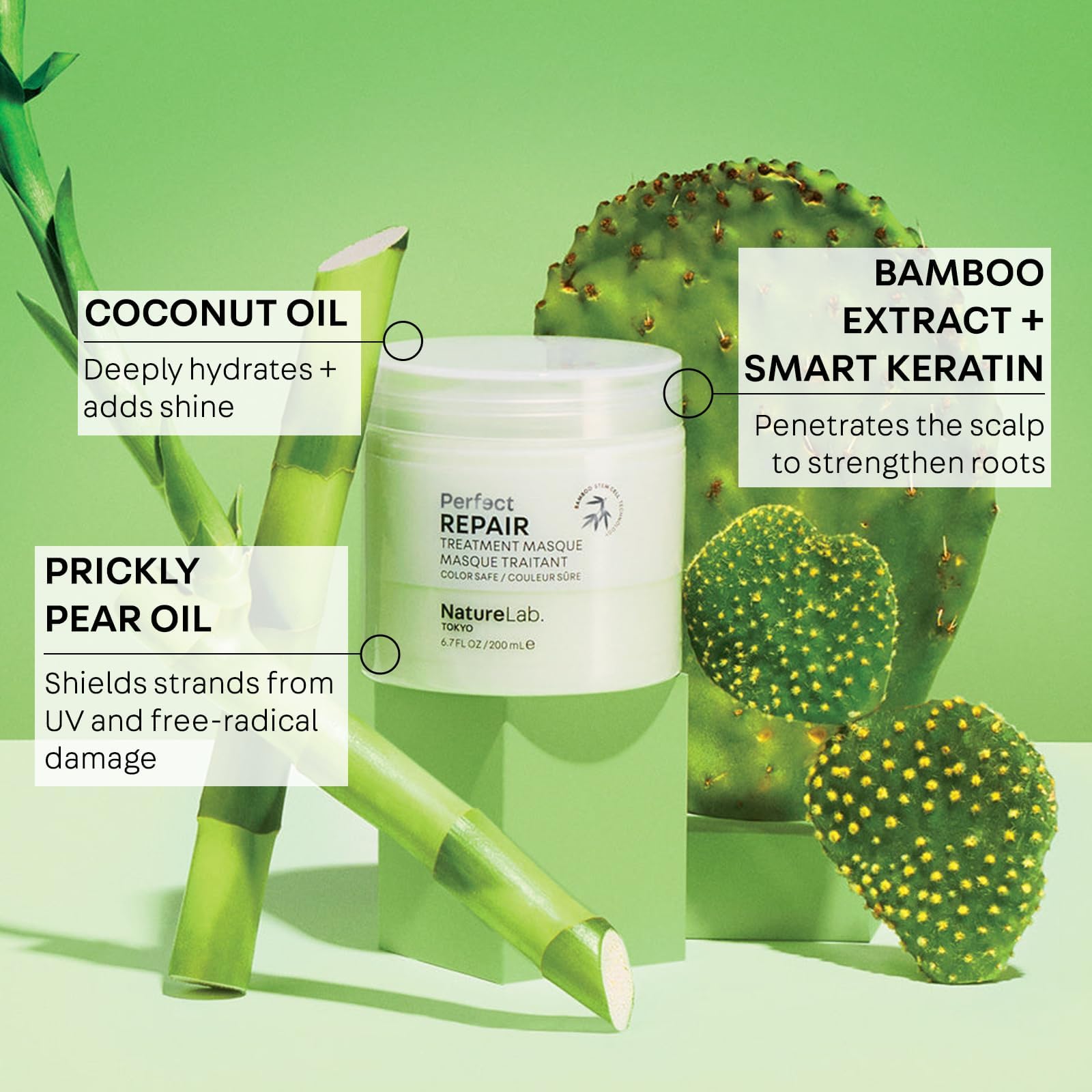 Light Gray NatureLab.TOKYO Perfect Repair Treatment Masque: Heat and Color Protection, Hair Mask Treatment to Strengthen and Repair Dull, Damaged, Brittle Hair I 6.7 FL OZ / 200ml