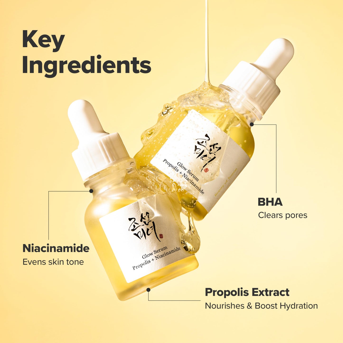 Pale Goldenrod Beauty of Joseon Glow Serum Propolis and Niacinamide Hydrating Facial Soothing Moisturizer for Irritated Uneven Skin Tone, Korean Skin Care, 60ml, 2 Fl.Oz