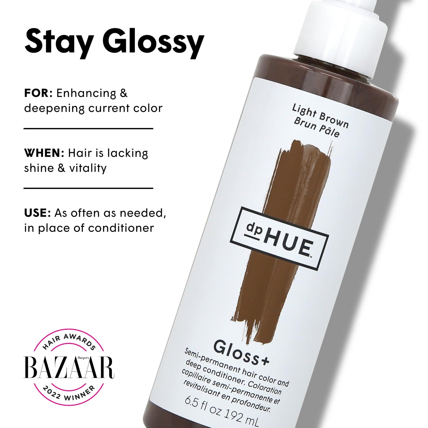White Smoke dpHUE Gloss+, Light Brown - Boosts Fading & Faded Hair Color - 8-12 Applications per Bottle - Lasts Up to 8 Washes