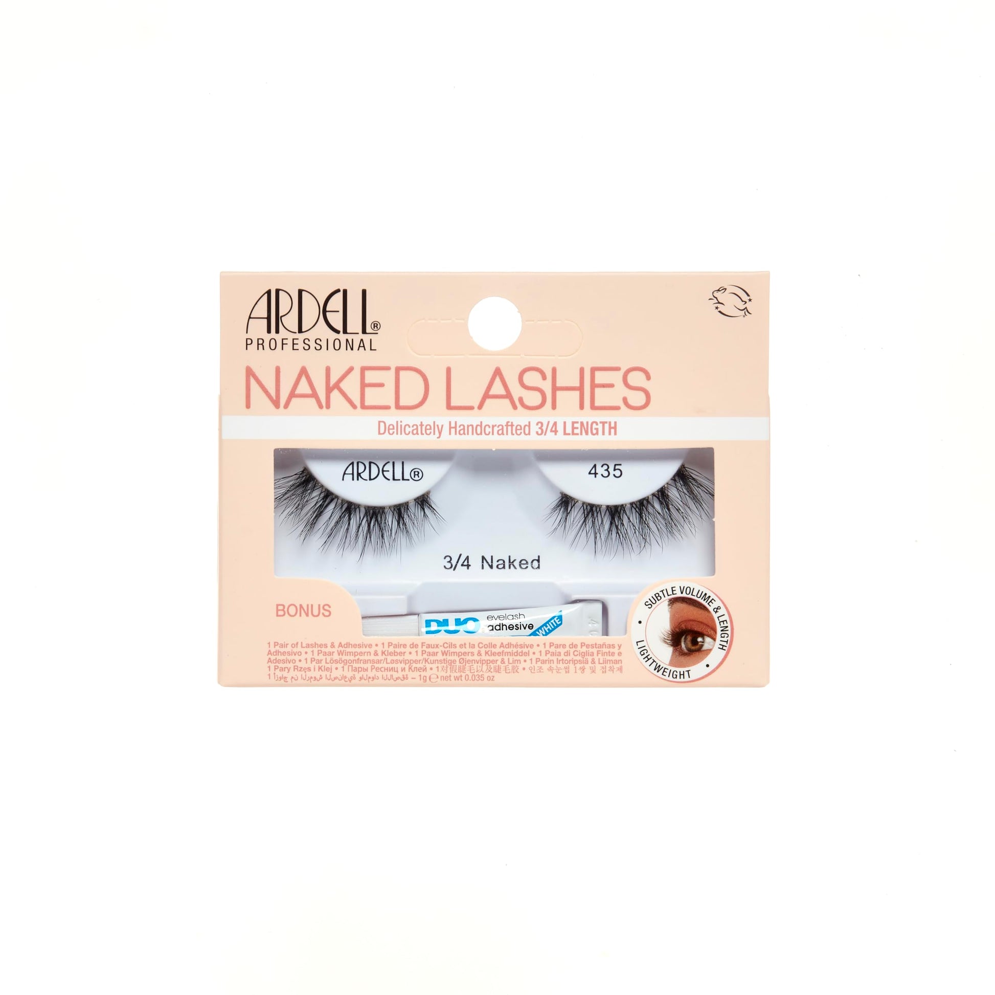 White Smoke Ardell Naked Lashes 435 – 3/4 Length Natural False Eyelashes with Invisiband, Lightweight Strip Lashes + Bonus Lash Adhesive, 2 Pack