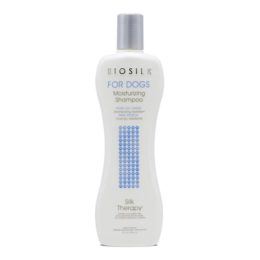 Light Gray BioSilk for Dogs Silk Therapy Moisture Shampoo with Silk Proteins and Vitamins, Restores Shine and Softness, Sulfate Free, Paraben Free, pH Balanced, Made in USA, 12 Fl Oz