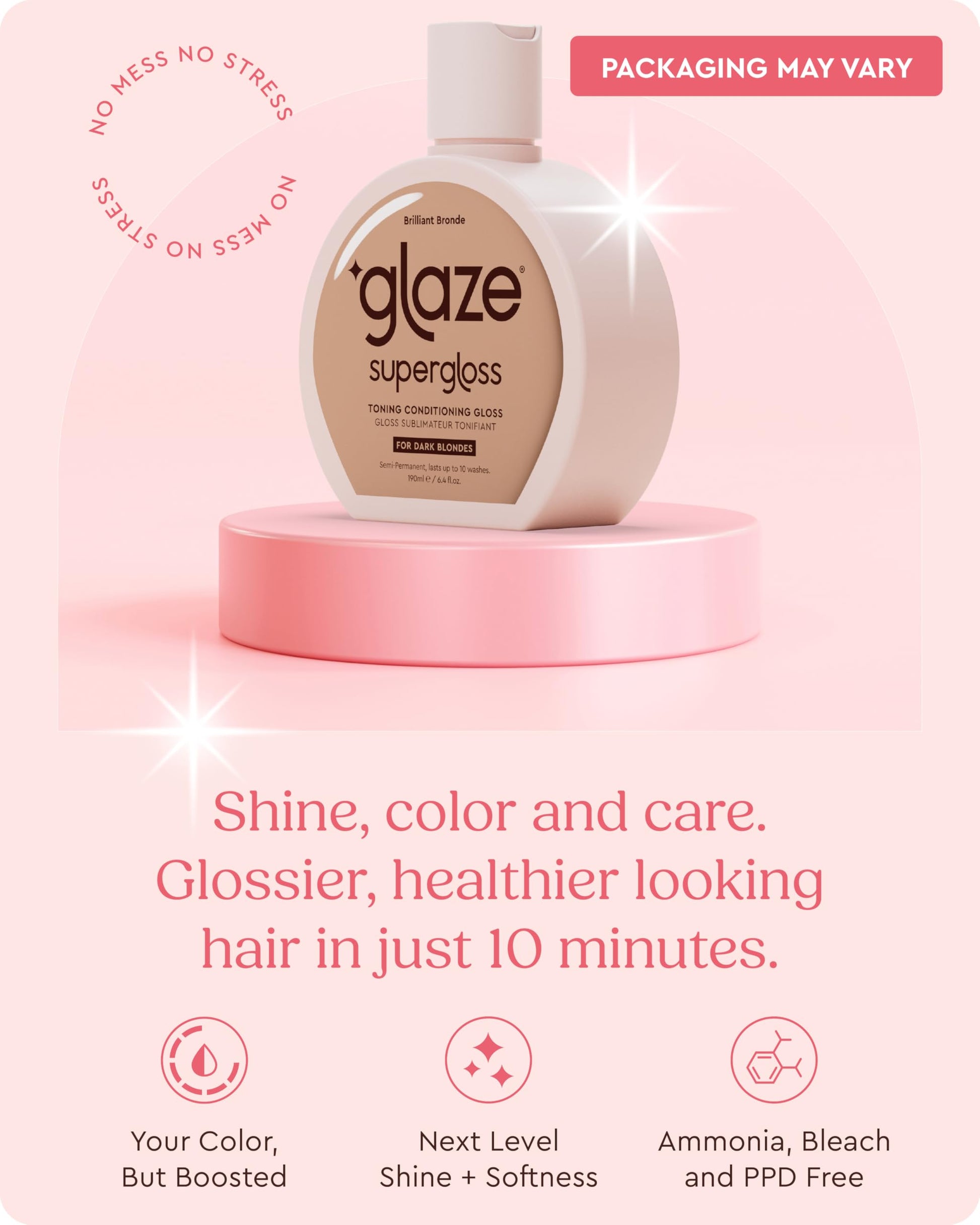 Misty Rose Glaze Supergloss Color Conditioning Gloss – Hydrating Semi-Permanent Color Hair Gloss & Shine Boost – Color Depositing Mask - Cruelty-Free – 6.4 Fl Oz - Brilliant Bronde - Dark Blonde to Light Brown