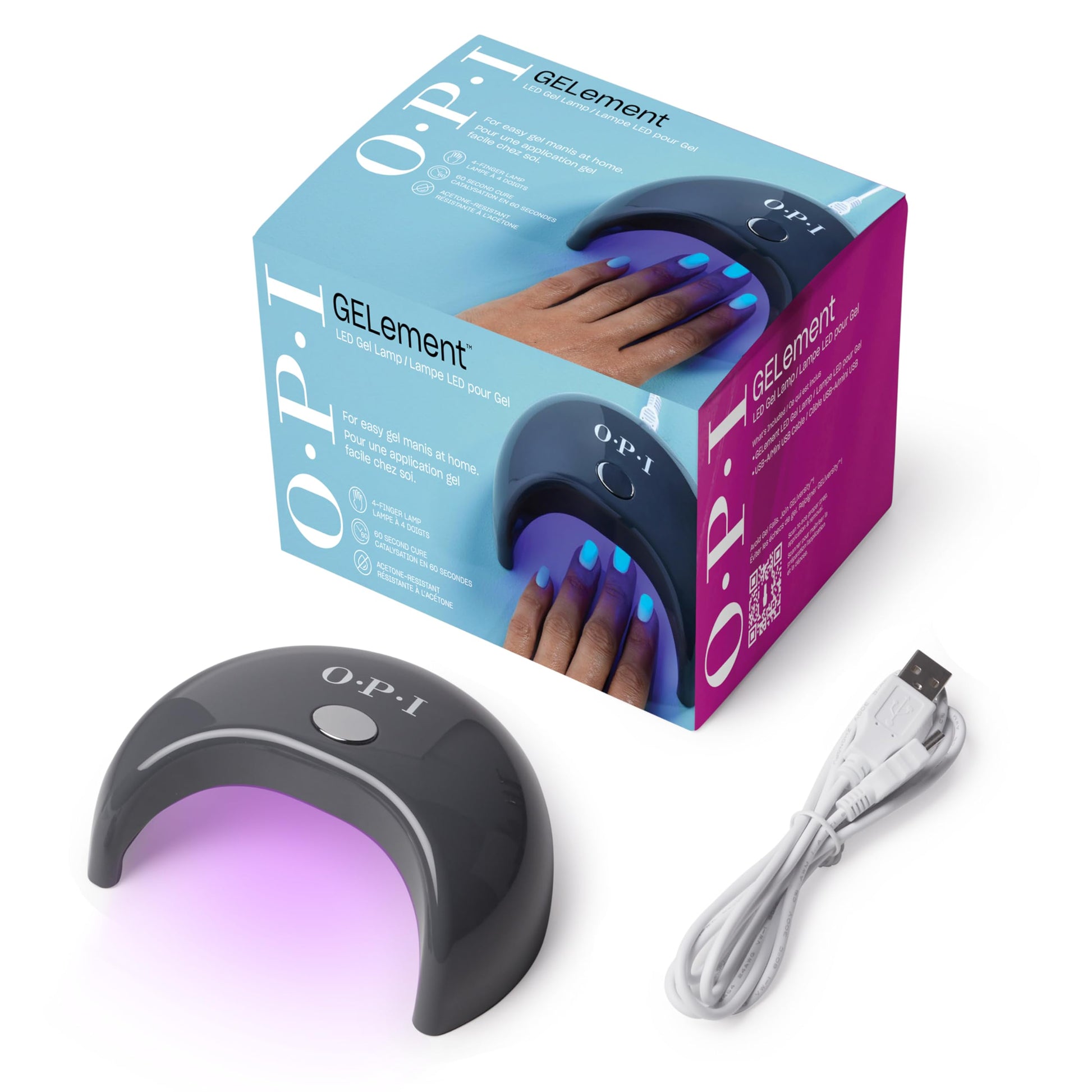 White Smoke OPI GELement LED Curing Lamp for Gel Nail Polish | DIY Professional Salon Quality Manicure Results | 4 Finger Design & Mirrored Interior for Curing | 60 Second Timer