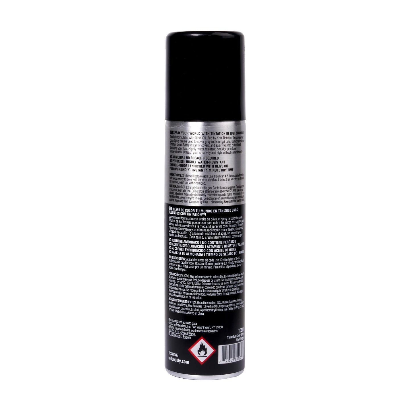 Black Red by Kiss Tintation Temporary Hair Color Spray, Instant Gray Root Touch Up Coverage, Water-Resistant & Smudge-Proof, Easy Wash Out, Barber & Hairline Touch-Up, Quick-Dry (Black, 2.82 oz)