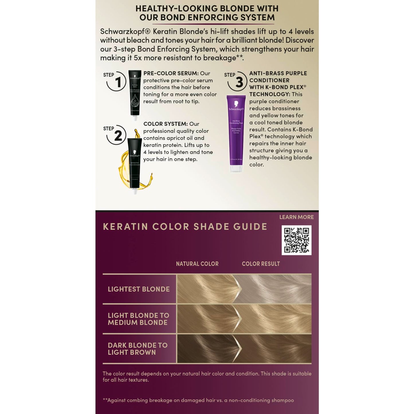 Dark Slate Gray Schwarzkopf Keratin Blonde Hair Dye, 11.01 High Lift Natural Cool Blonde, Professional Quality Permanent Hair Color, Bond Enforcing System, Pre-Color Serum & Conditioner Included